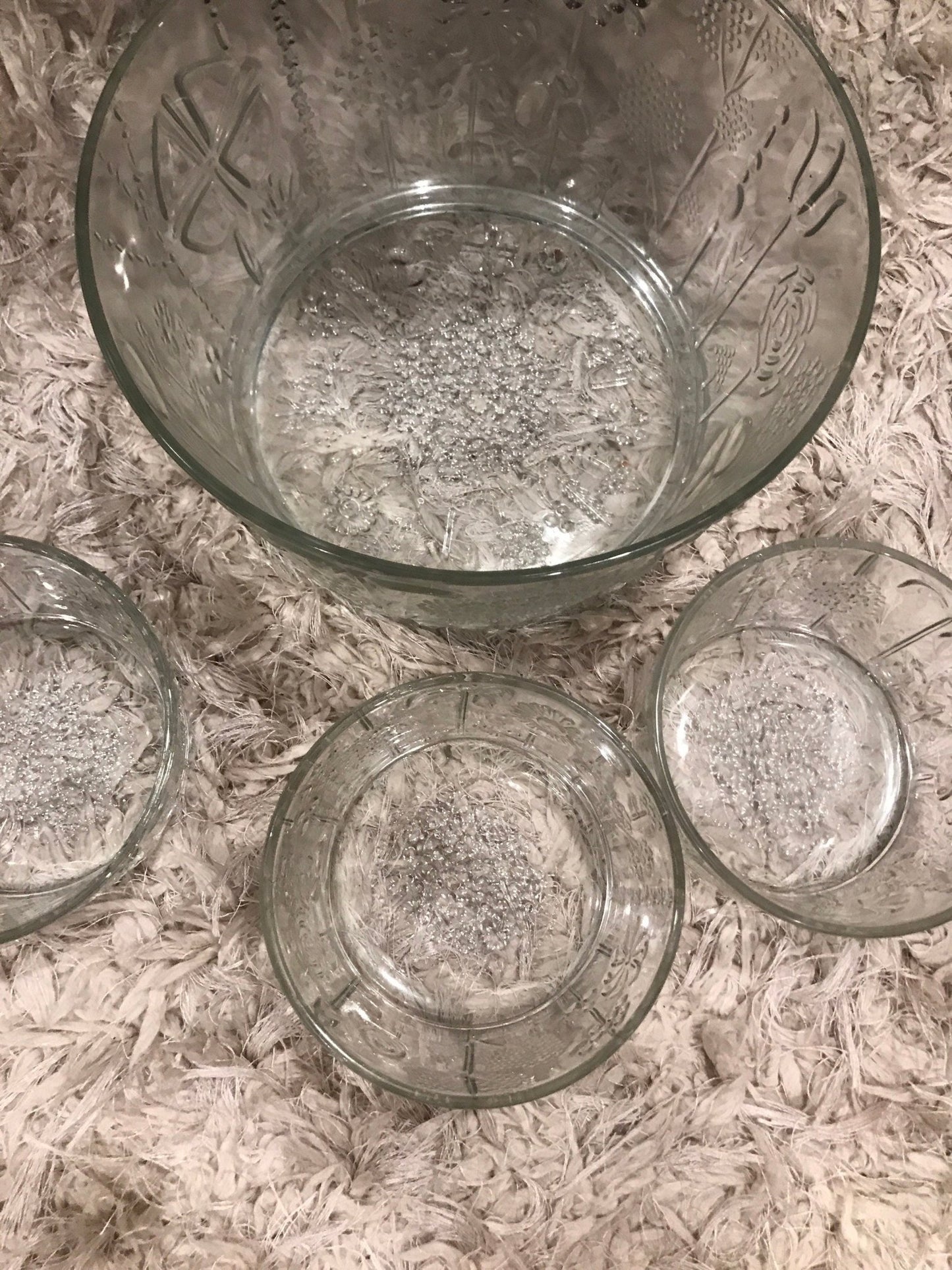 1960s Oiva Toikka for Nuutajarvi Notsjo, Iittala Flora Glass Serving Bowls