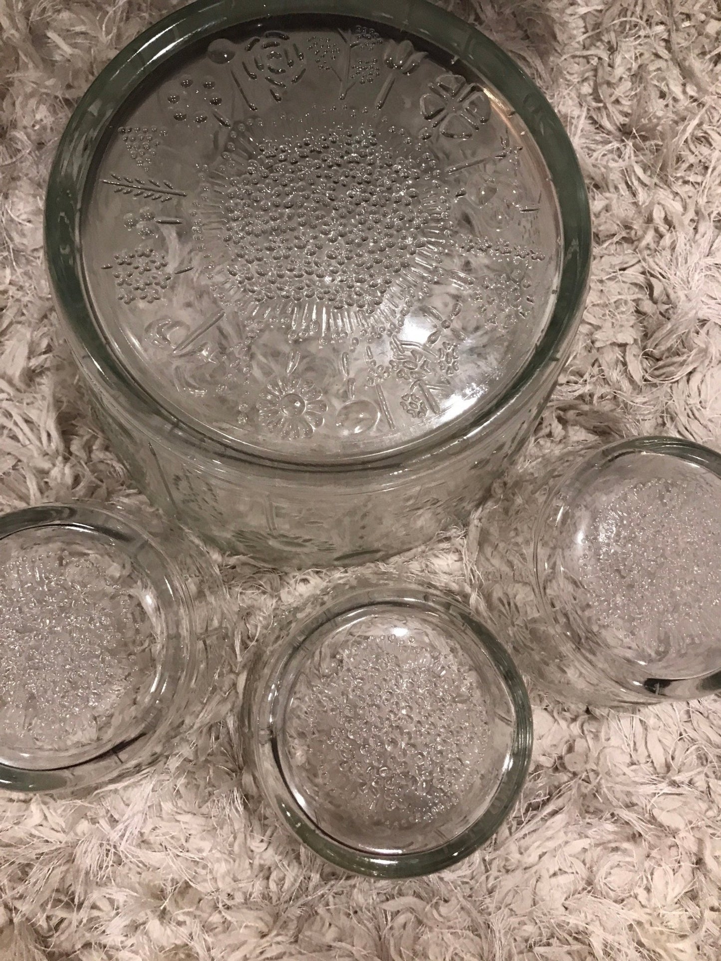 1960s Oiva Toikka for Nuutajarvi Notsjo, Iittala Flora Glass Serving Bowls