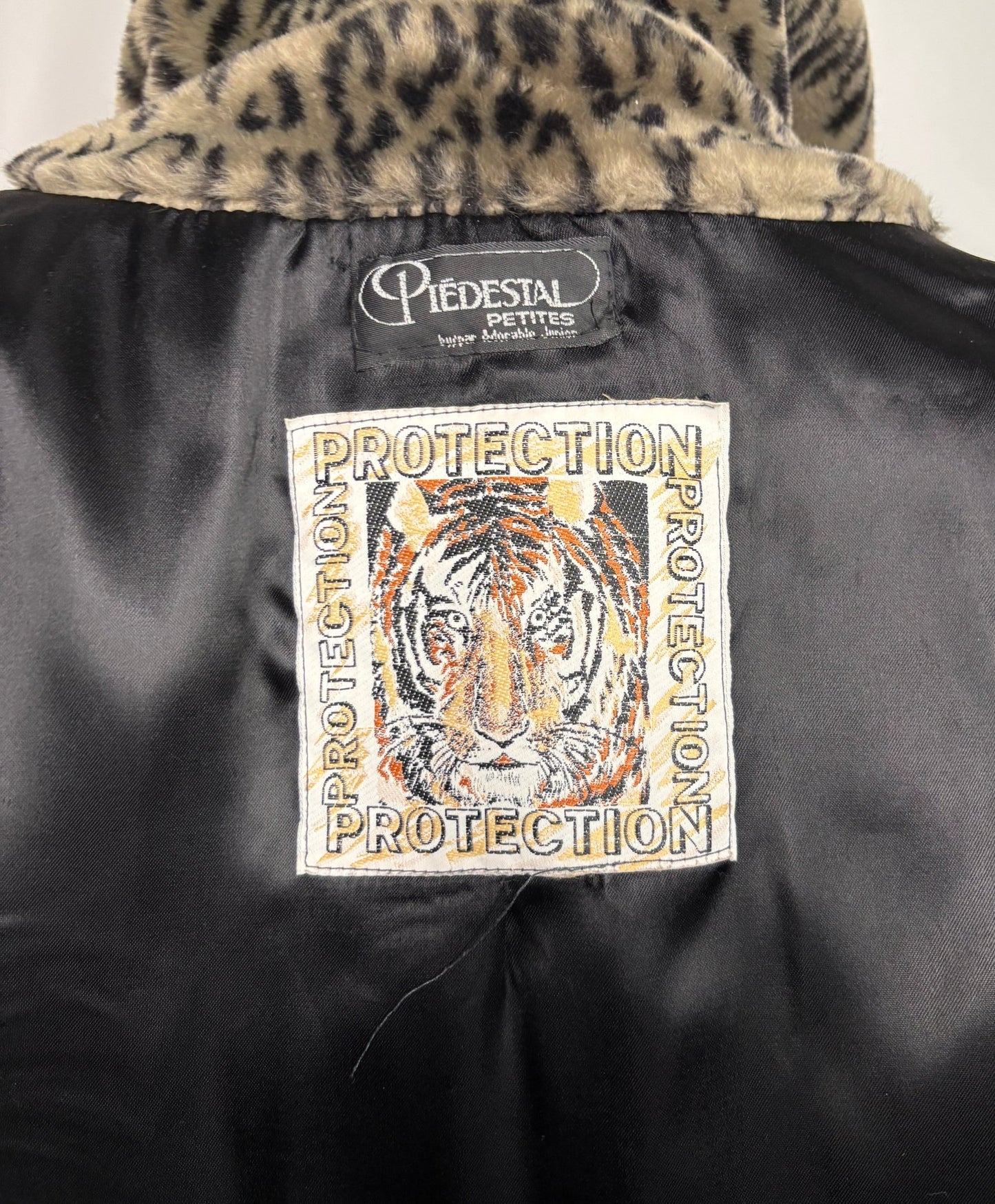 1980s Piedestal Leopard Print Women’s Faux Fur Coat Size 7