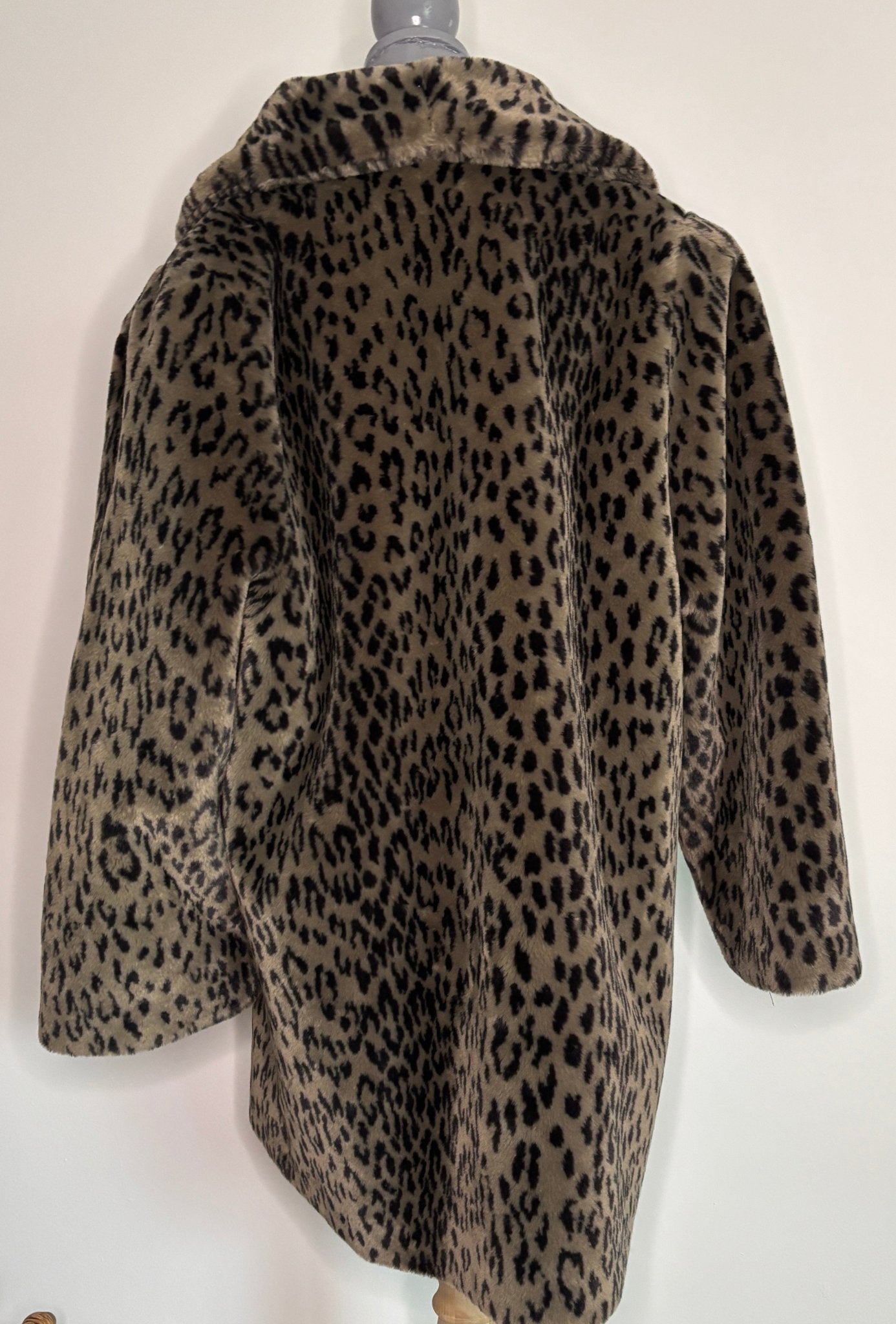 1980s Piedestal Leopard Print Women’s Faux Fur Coat Size 7