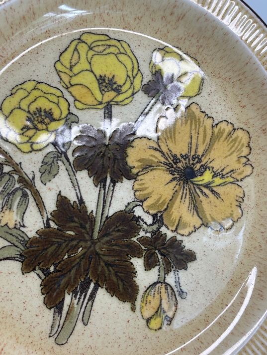 Decorative plate with floral design on a beige background