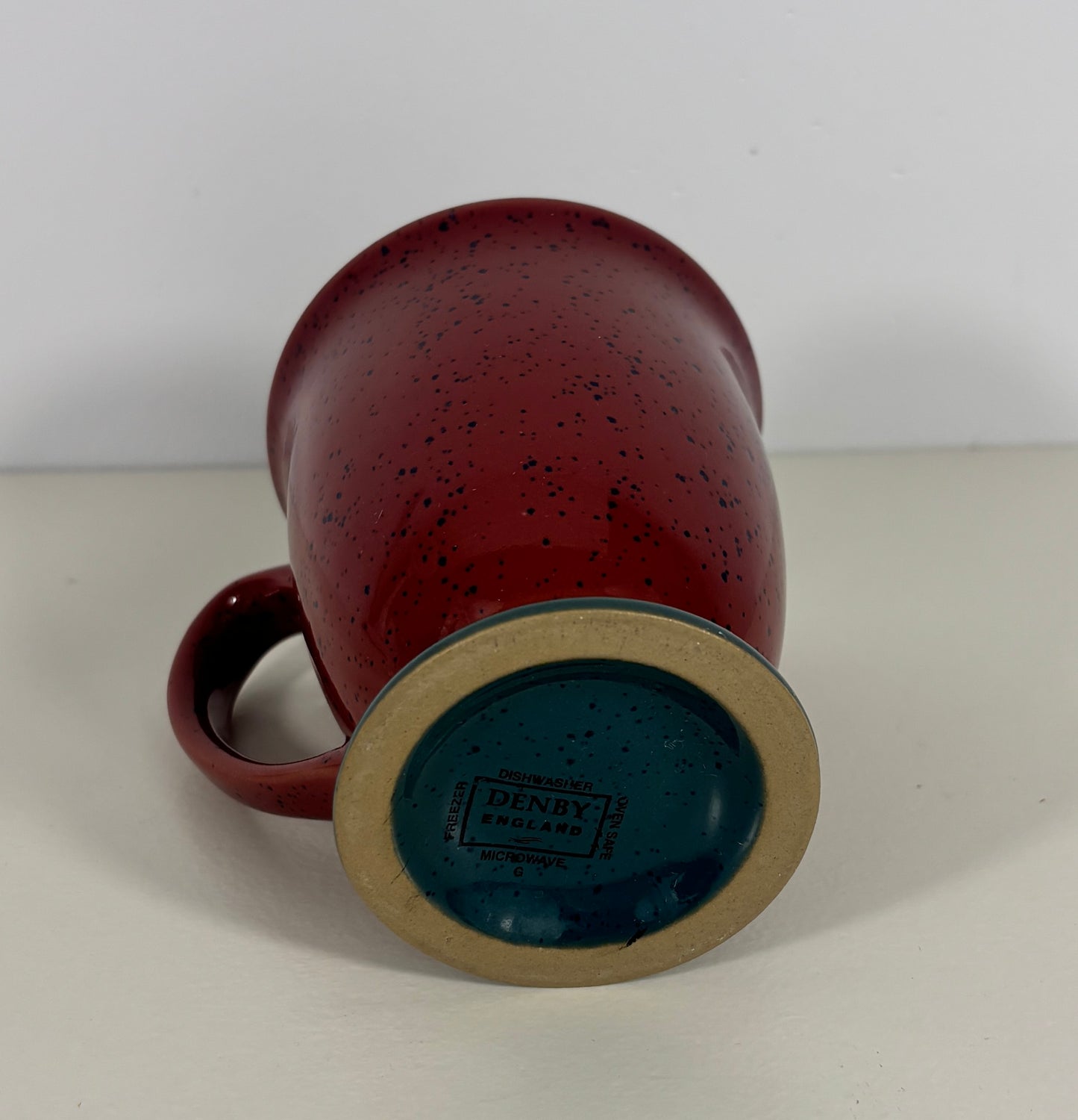 Rare Denby Harlequin Red Footed mug