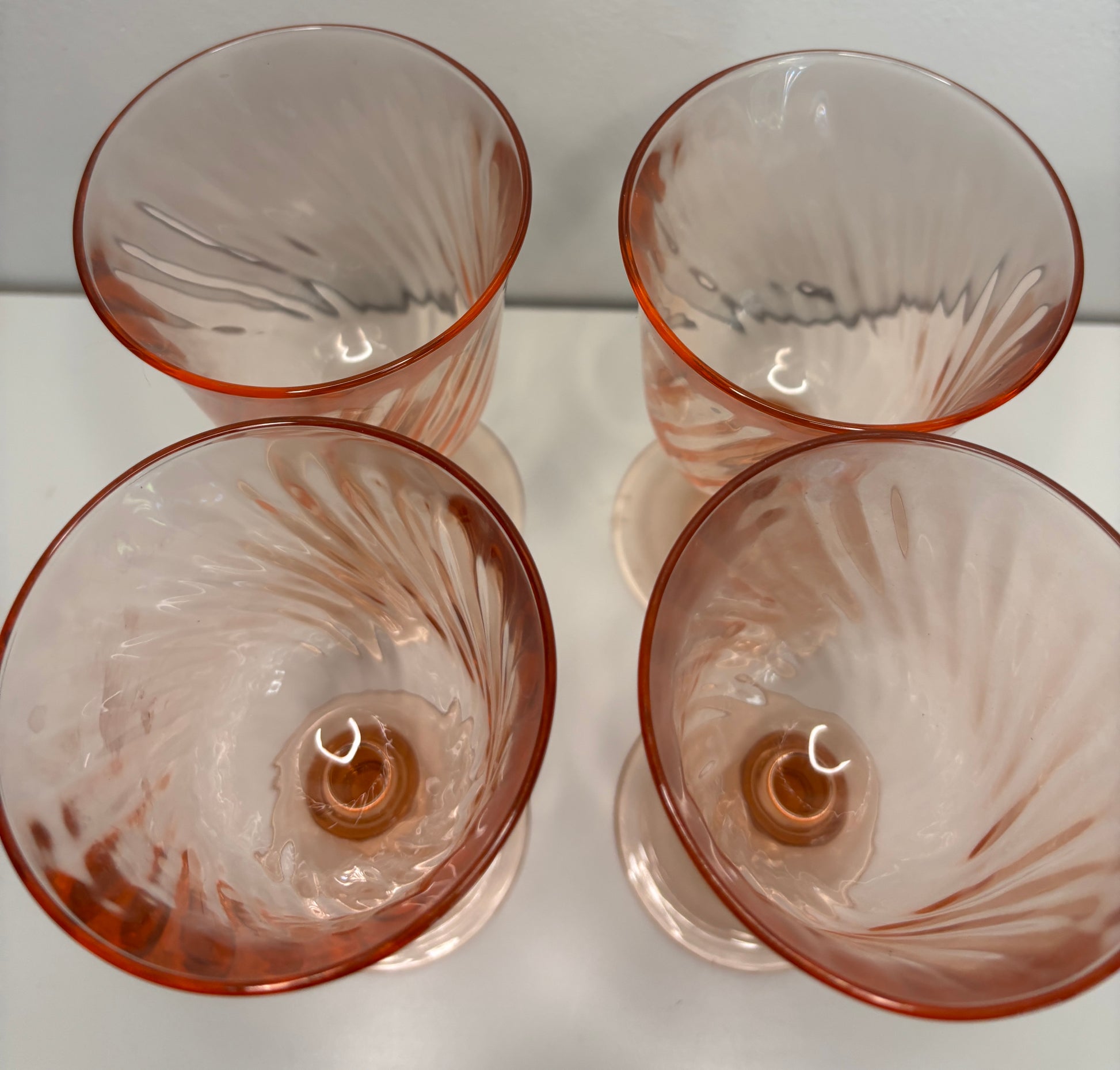 Arcoroc Rosaline Pink Swirl Wine Glass Set