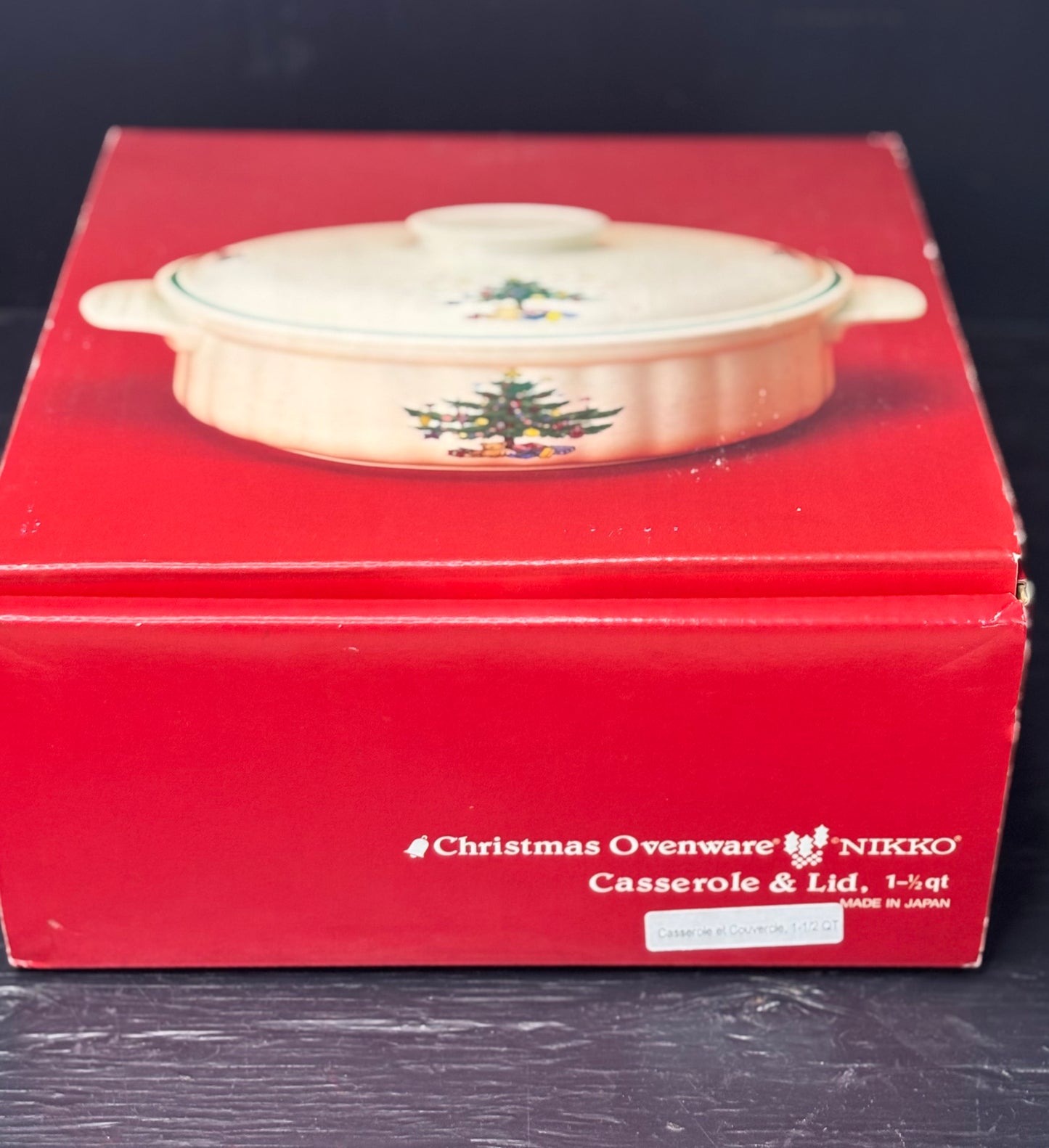 Nikko Happy Holidays Christmas Tree Theme Casserole Dish New