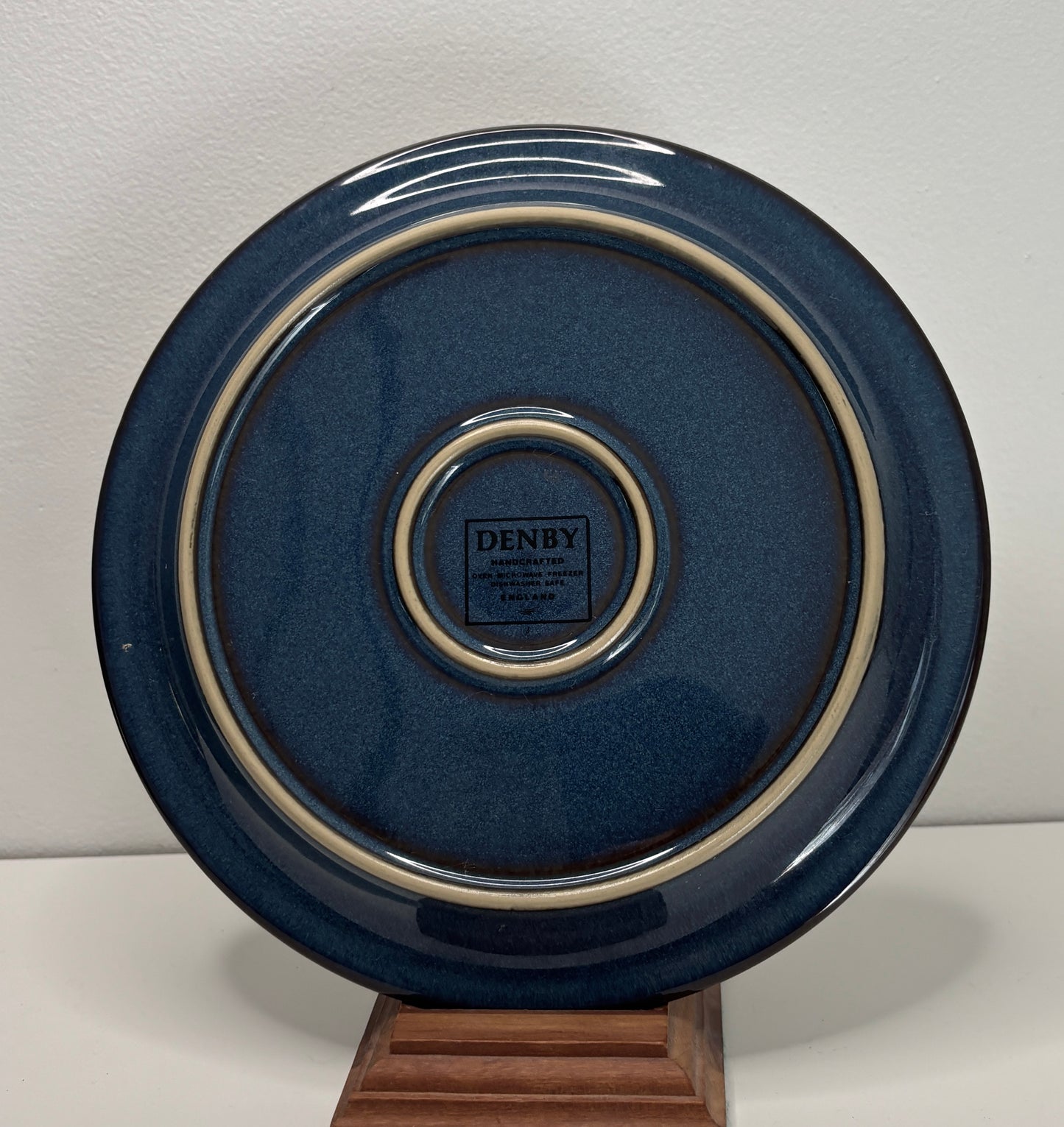 Blue ceramic plate with a visible Denby logo on a white background Denby Boston Spa Salad Plates