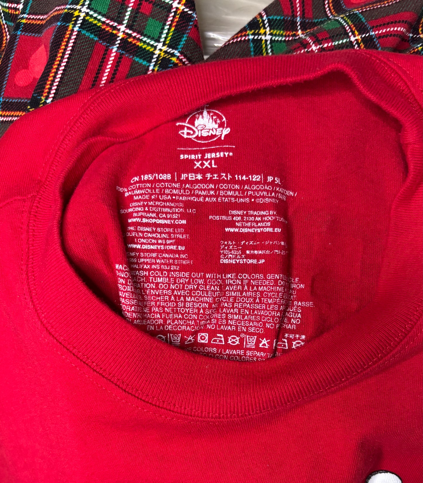 Disney Parks Rare Mickey Mouse Merry Christmas Plaid Spirit Jersey Adult XXL