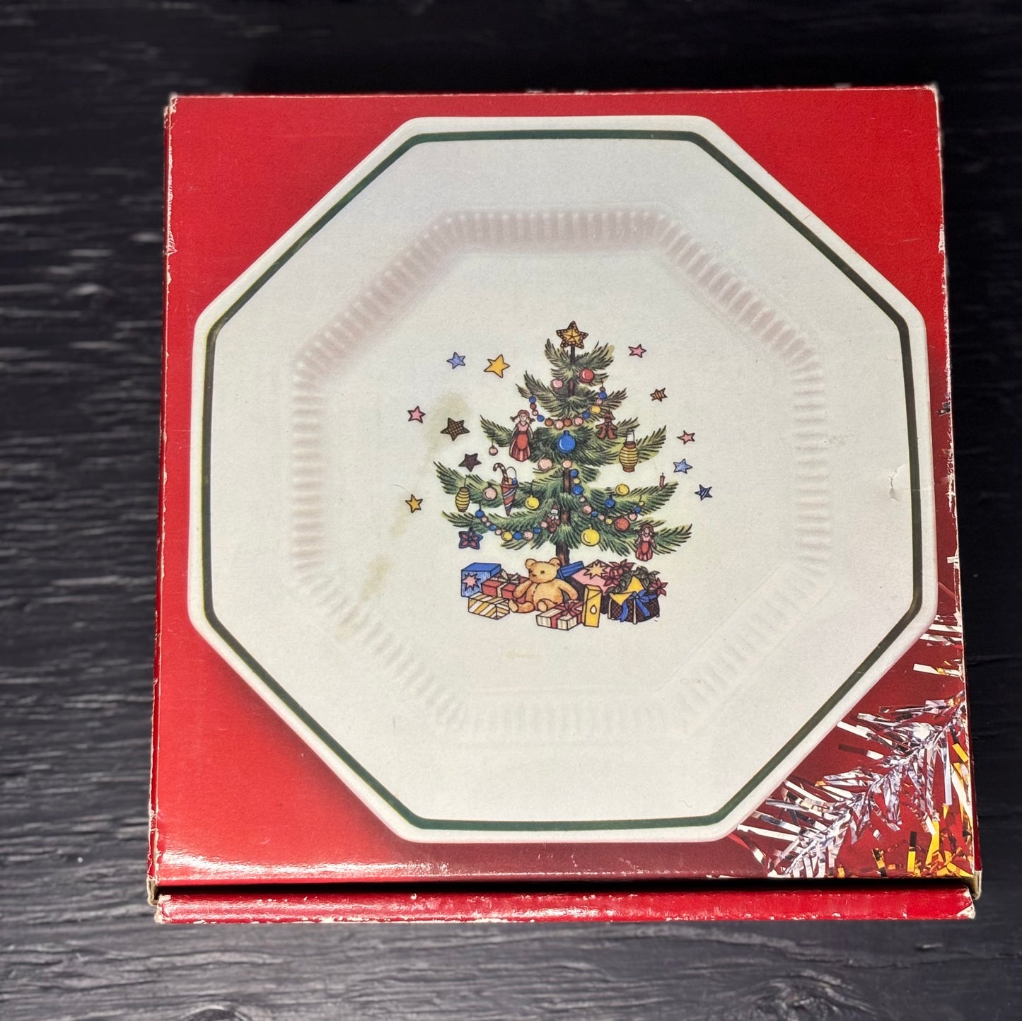 Nikko Happy Holidays Christmas Tree Theme 4 Piece Salad Plates New old stock
