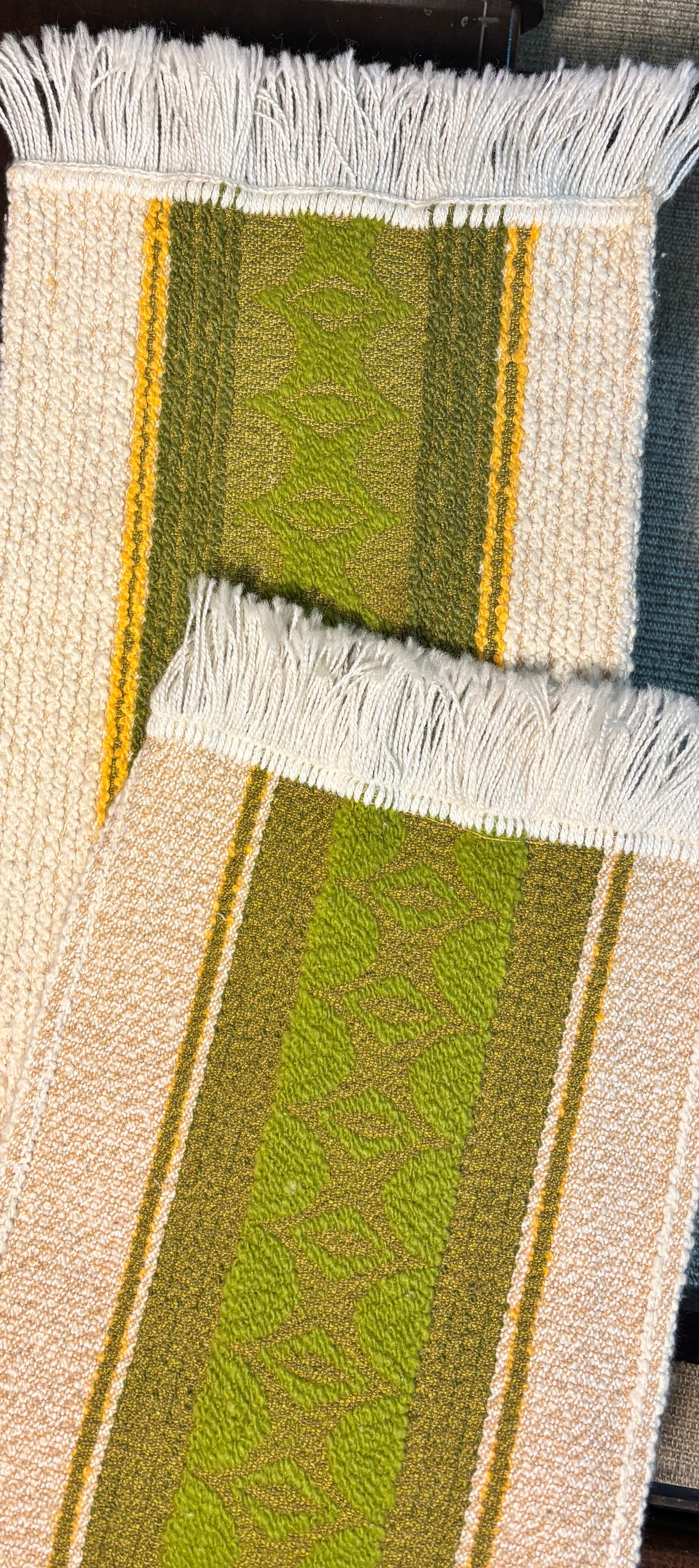 Hand Woven Swedish Geometric Vintage Table Runner