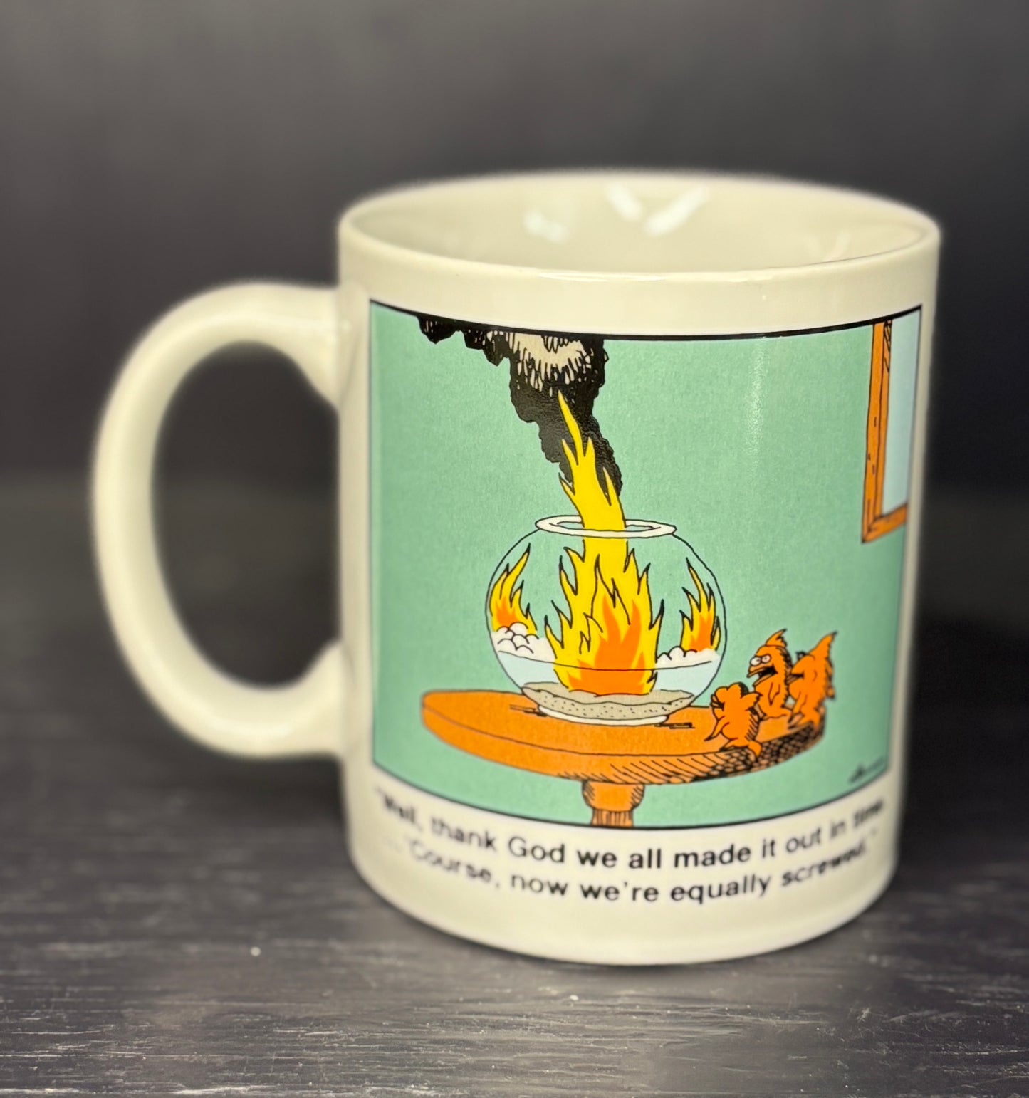 The Far Side We Are All Equally Screwed in a Fishbowl Mug