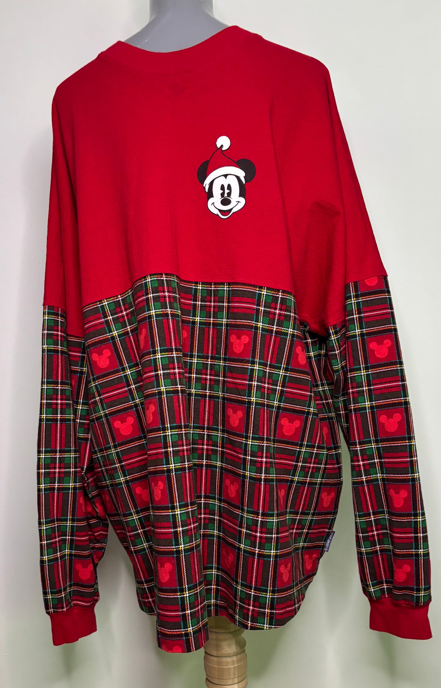 Disney Parks Rare Mickey Mouse Merry Christmas Plaid Spirit Jersey