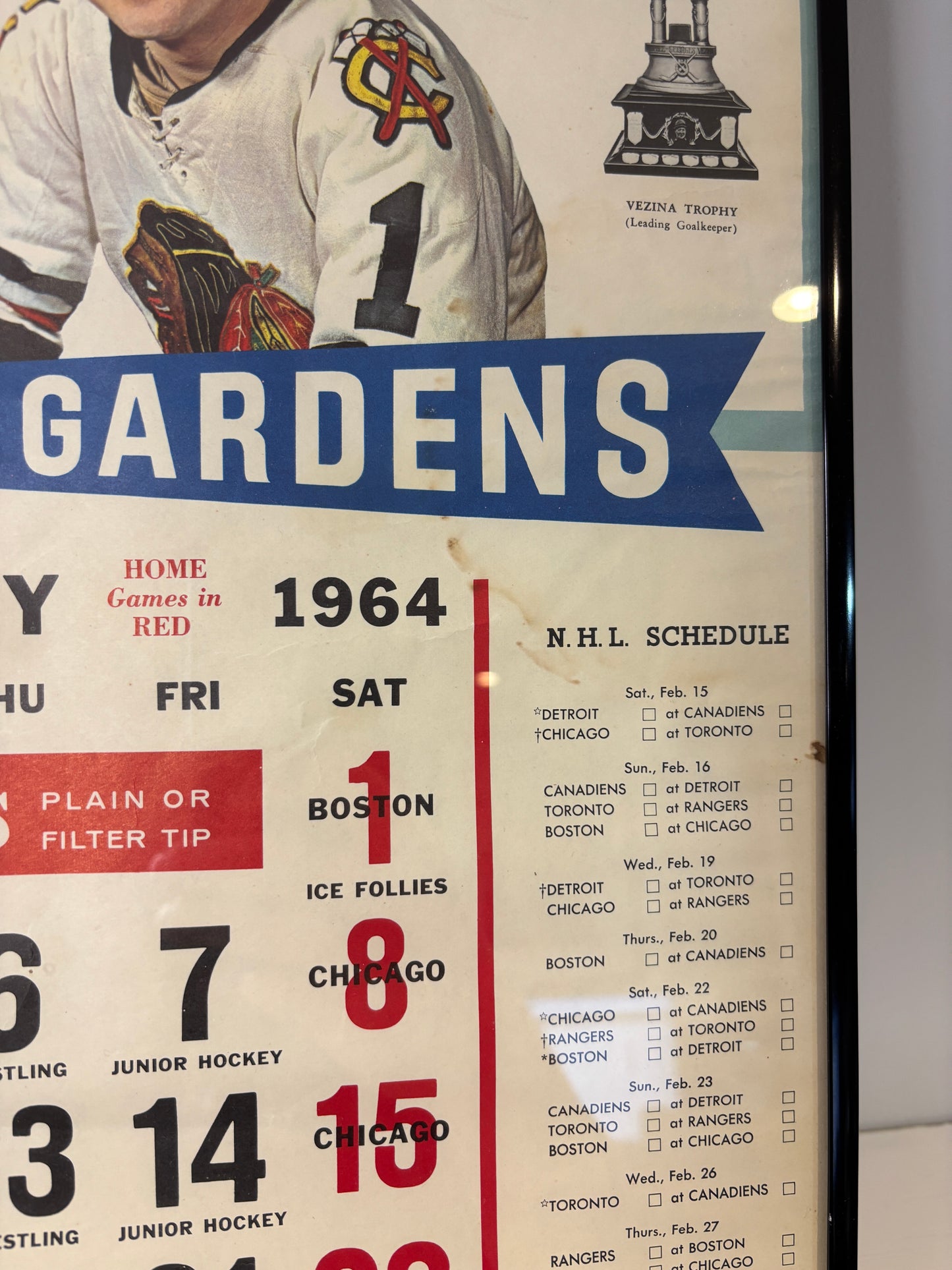 1964 Maple Leaf Gardens Calender with Gordie Howe