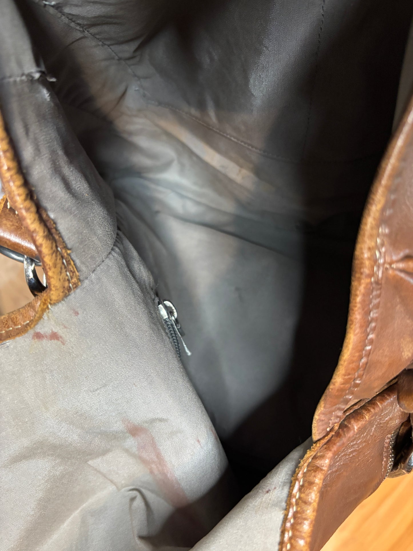 Close-up of a leather bag