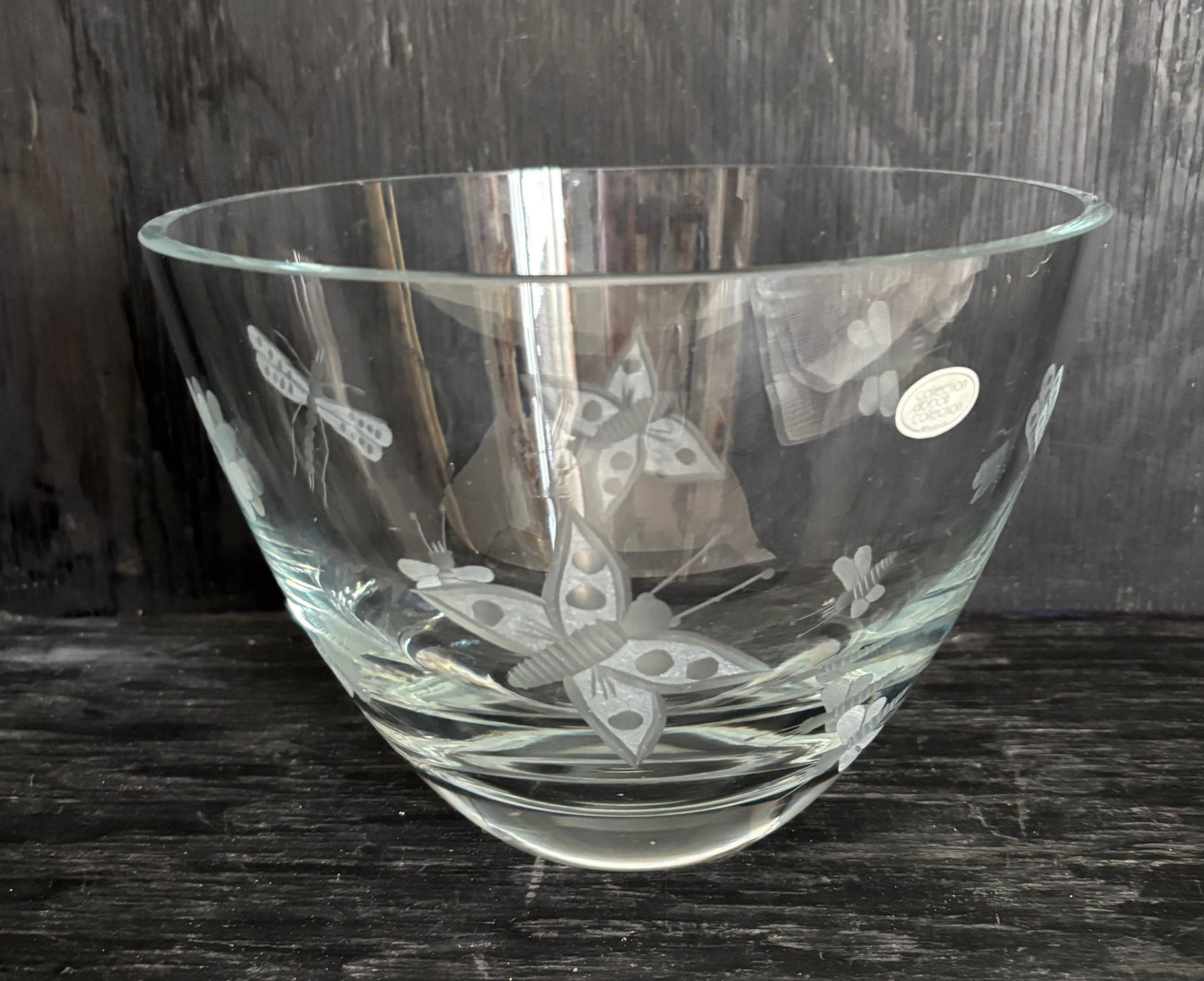 Abbott Collection Glass Salad Bowl with Etched Insects design