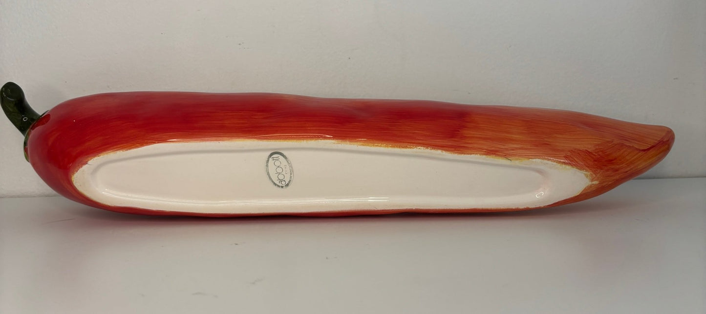 Abbott Pottery Red Pepper Shaped Dip Dish