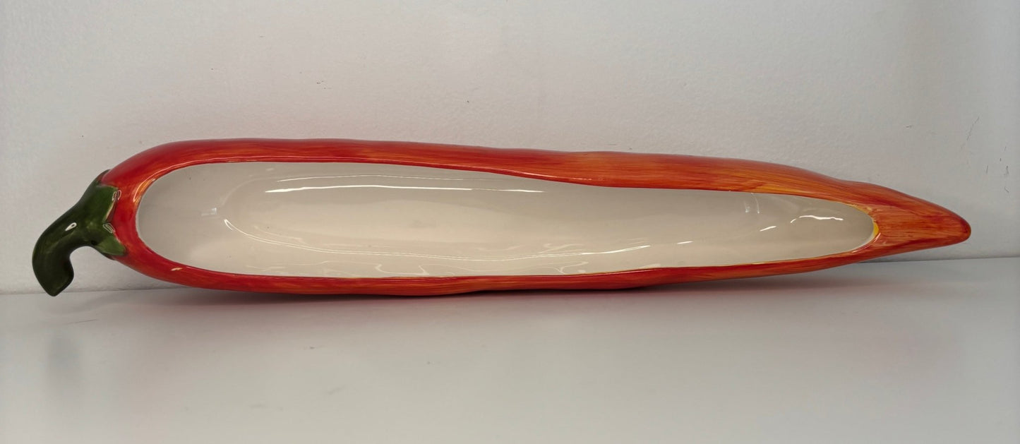 Abbott Pottery Red Pepper Shaped Dip Dish