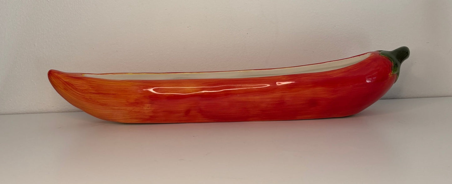 Abbott Pottery Red Pepper Shaped Dip Dish
