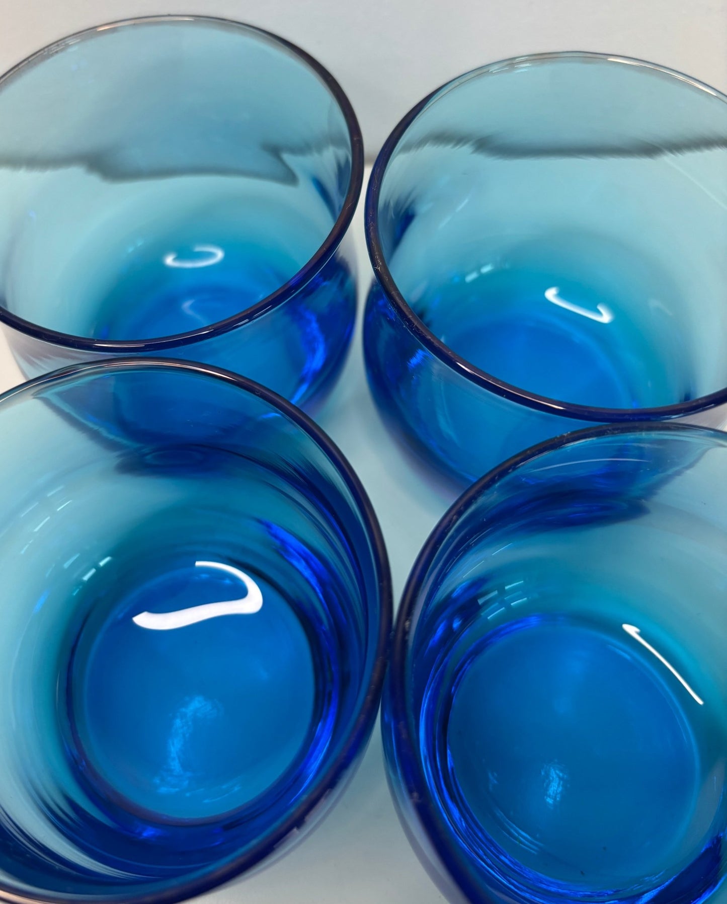 Anchor Hocking Flair Blue Lowball Rock Glasses Set