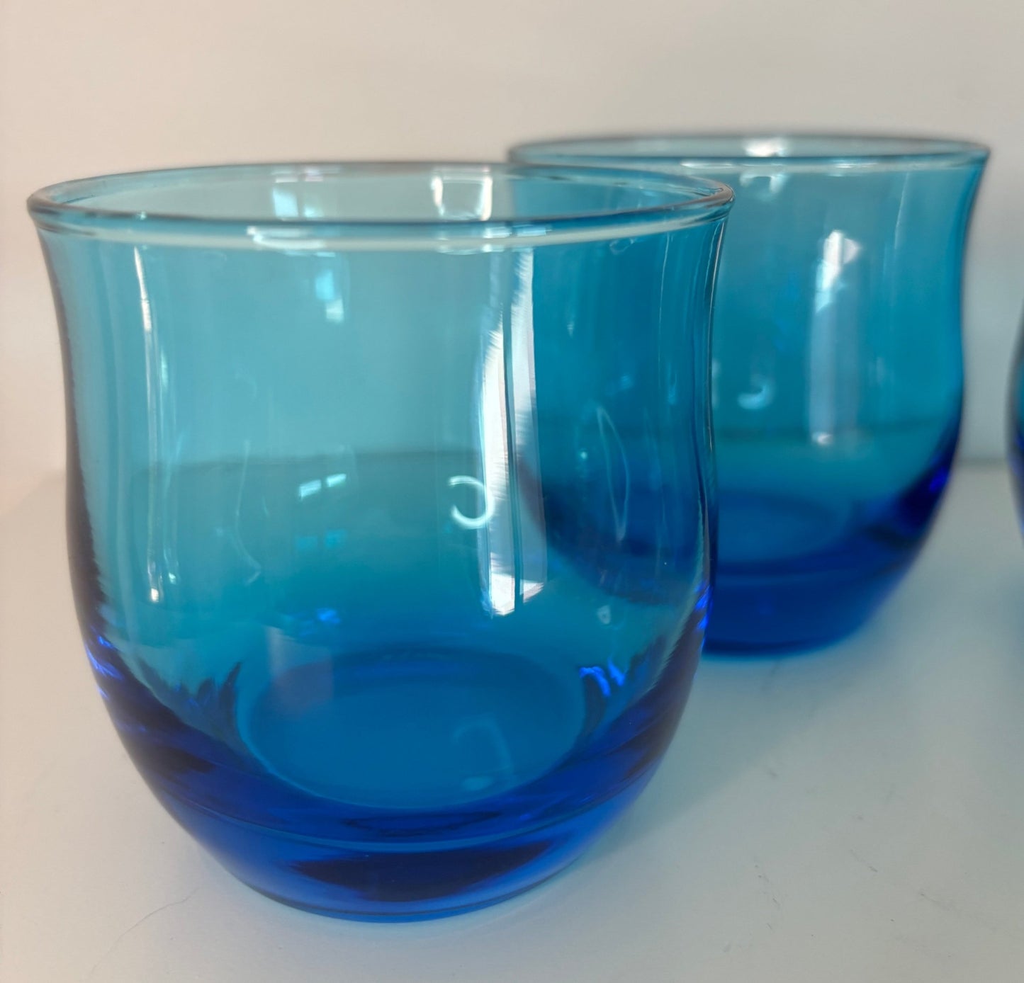 Anchor Hocking Flair Blue Lowball Rock Glasses