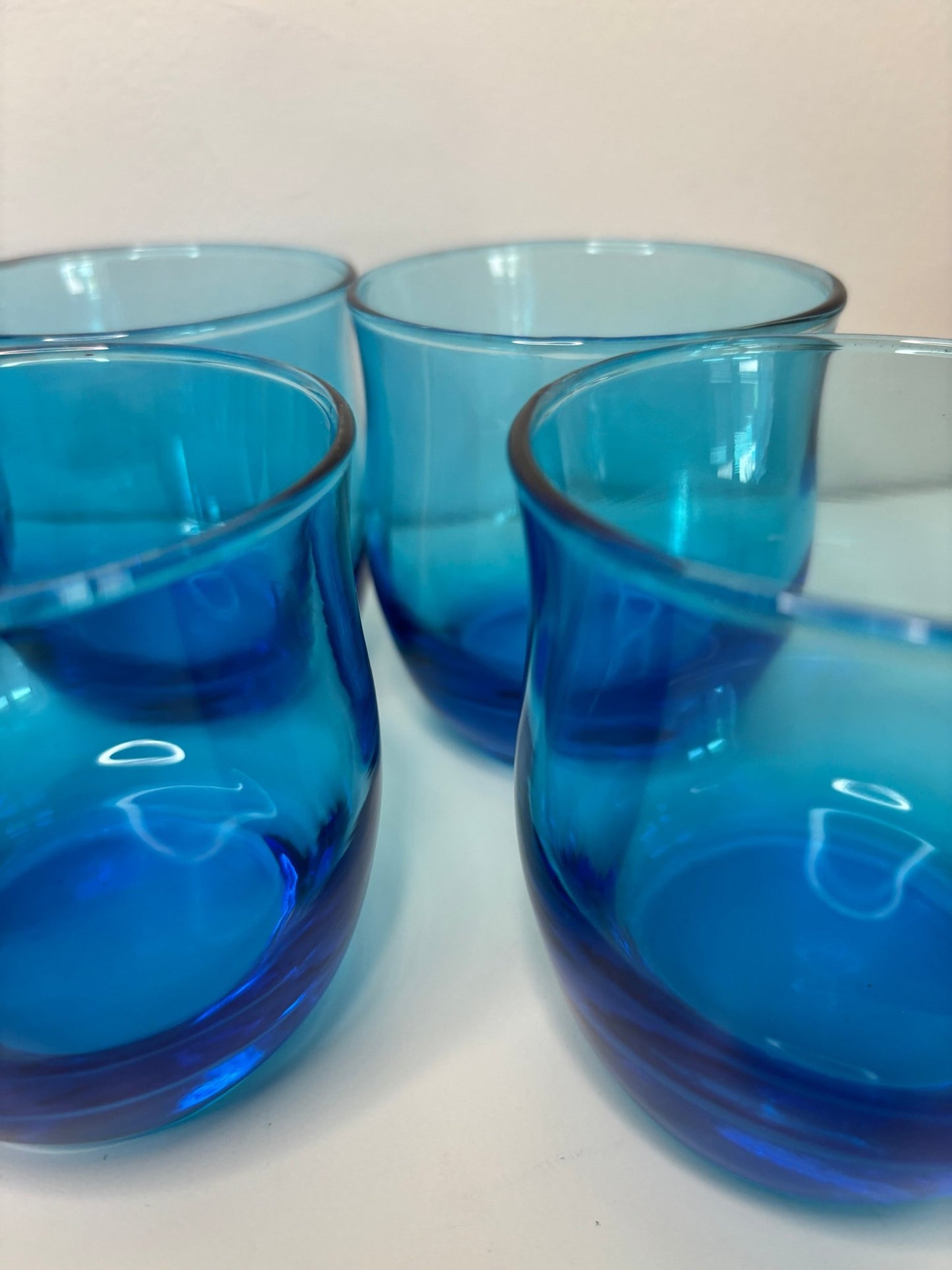 Anchor Hocking Flair Blue Lowball Rock Glasses Set