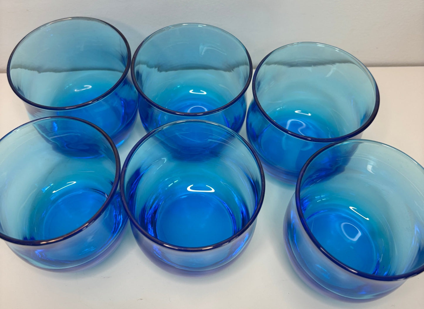 Anchor Hocking Flair Blue Lowball Rock Glasses