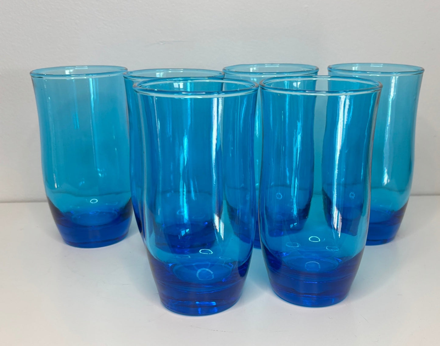 Anchor Hocking Flair Blue Tumbler Glasses Set of 6