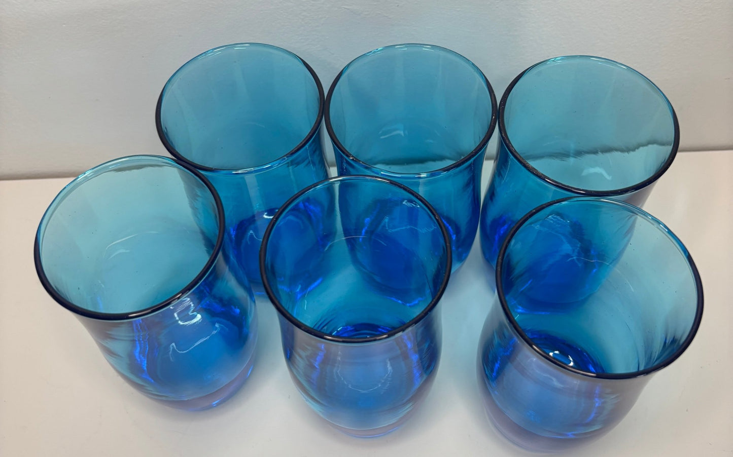 Anchor Hocking Flair Blue Tumbler Glasses Set of 6