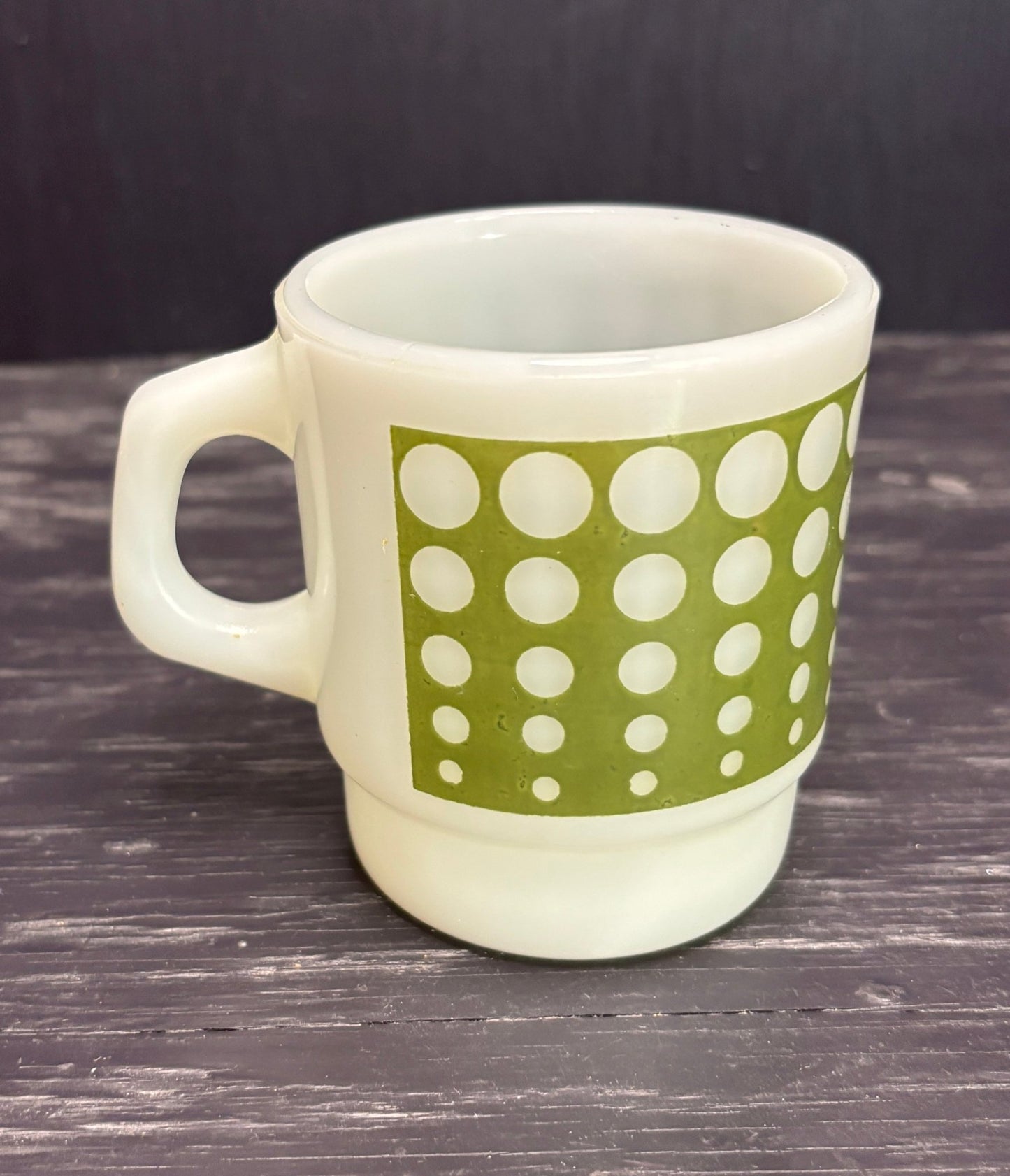 Green Polka Dot Milk Glass Mug