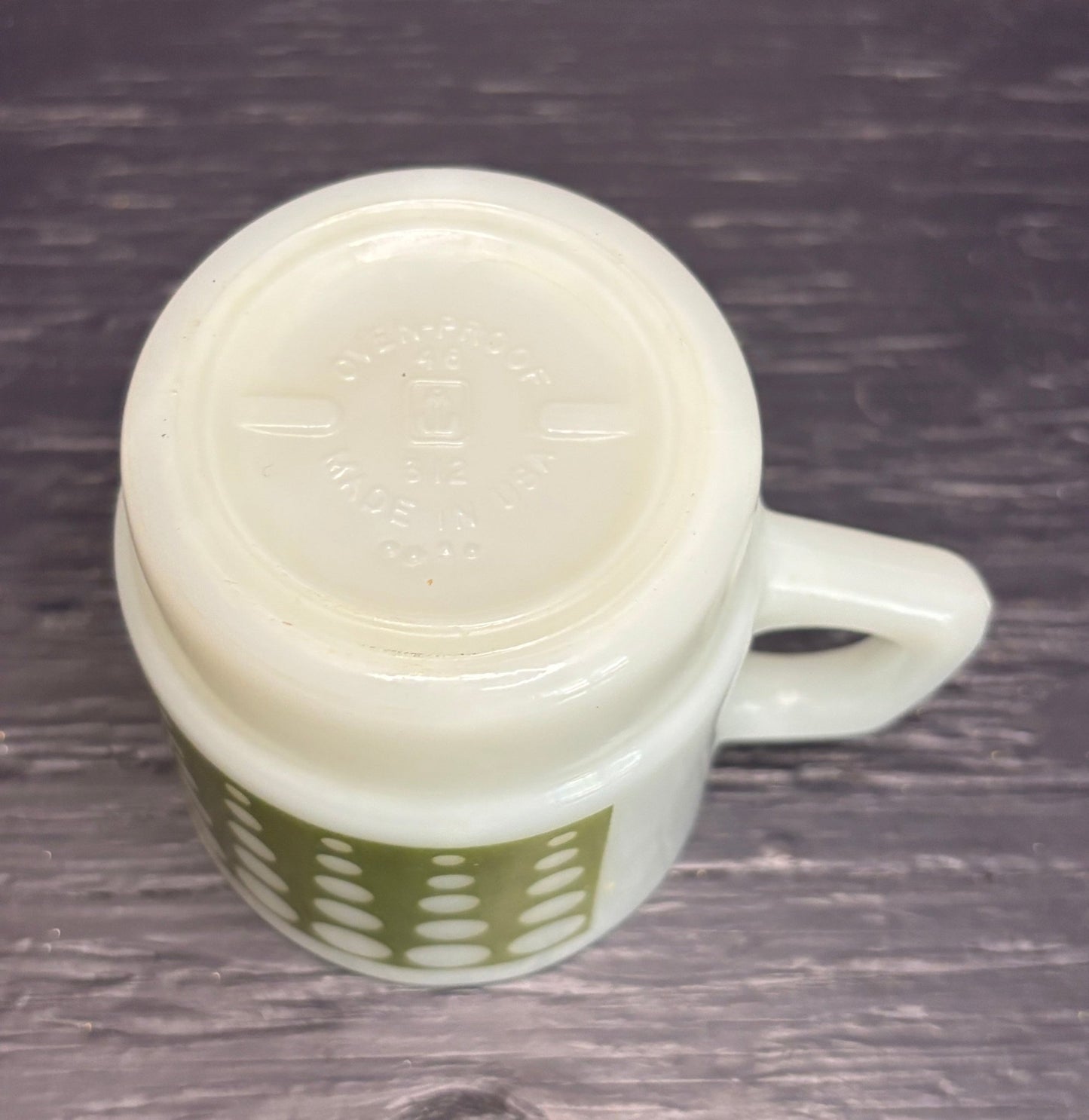 Anchor Hocking Green Polka Dot Milk Glass Mug