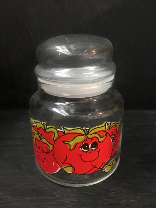 Anchor Hocking Happy Vegetable Tomato Anthropomorphic Glass Jar