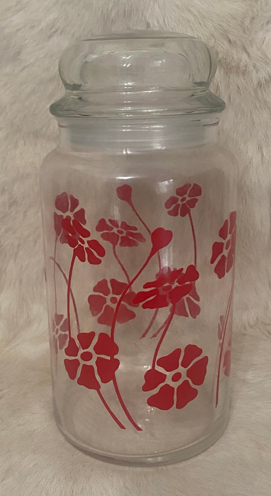 Red Poppy Glass Jar