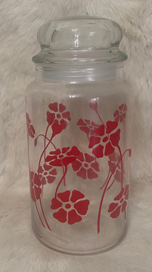 Anchor Hocking Red Daisy Poppy Glass Jar