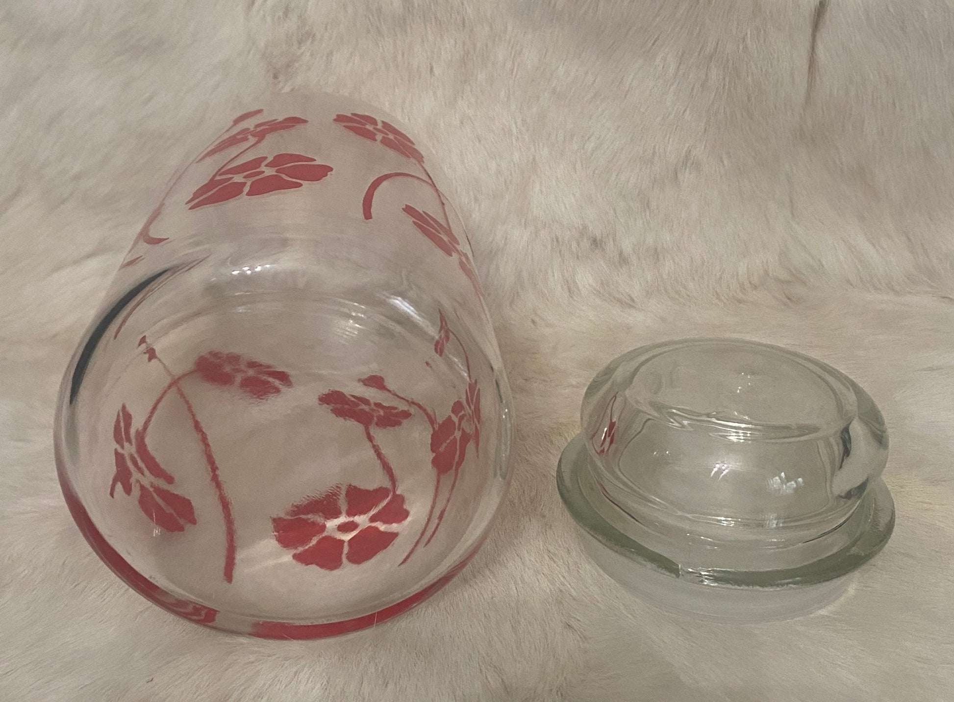 Red Daisy Glass Jar
