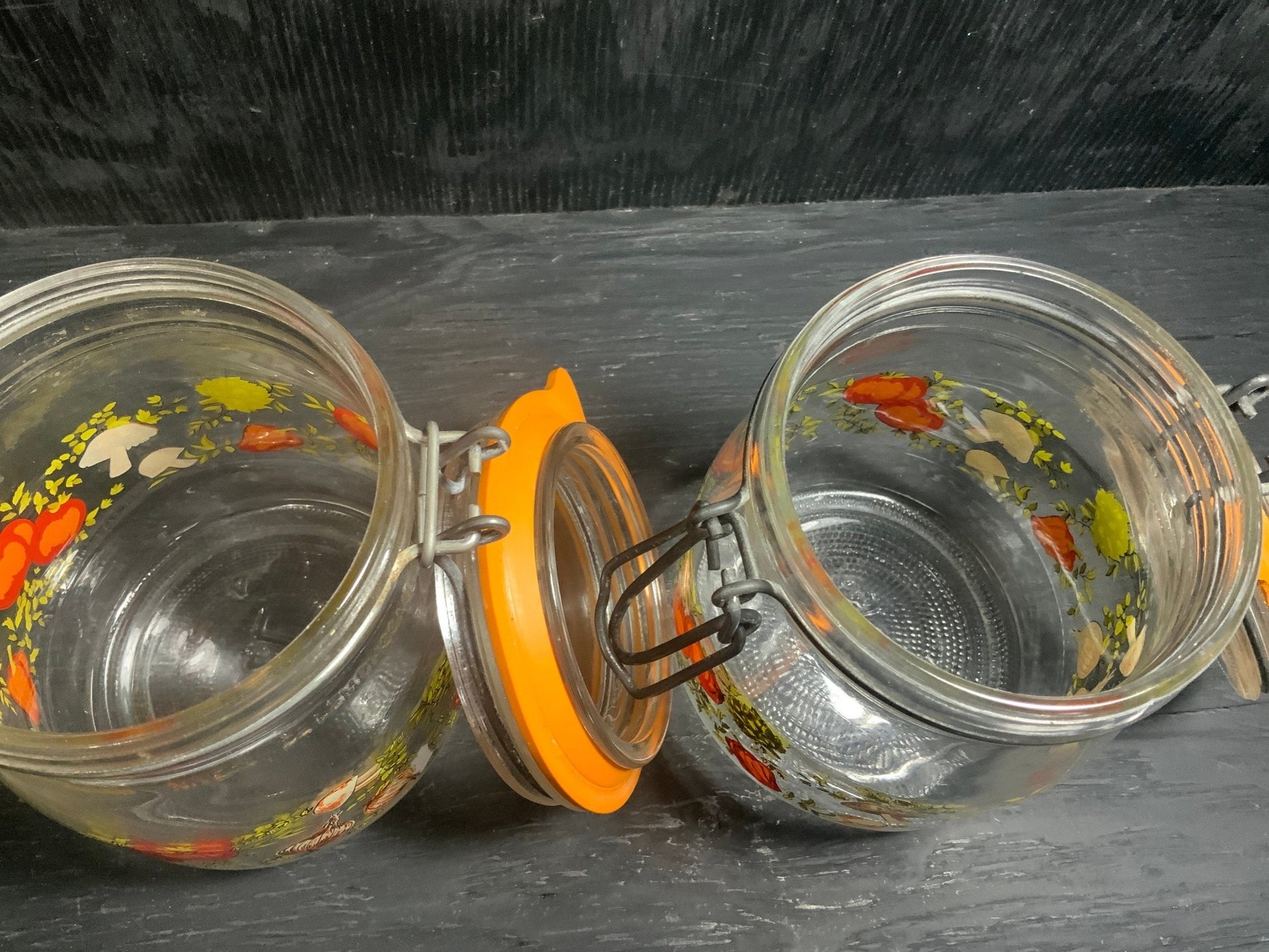Arc France Vegetable Glass Canisters Jars with Bales