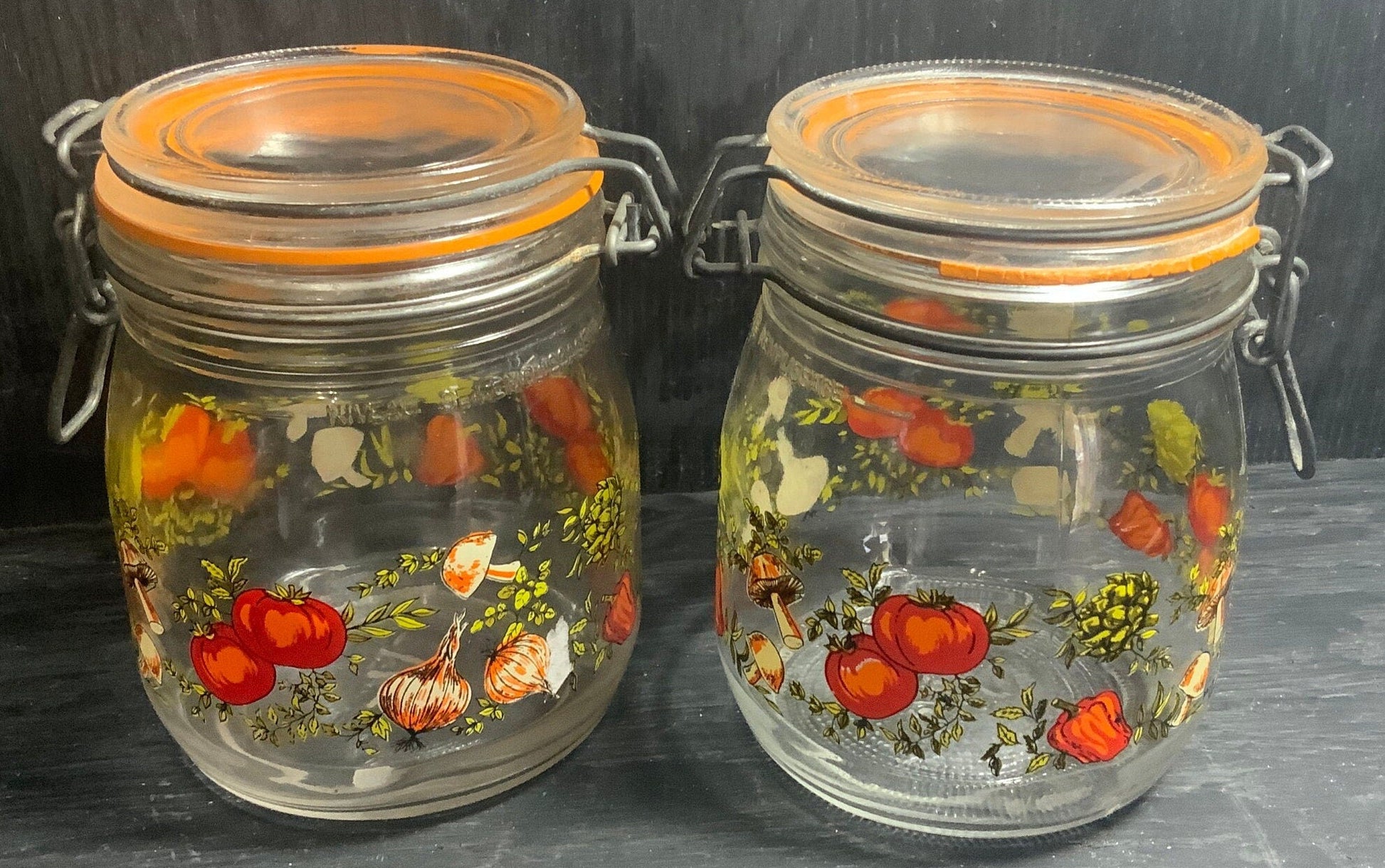 Arc France Vegetable Glass Canisters Jars with Bales