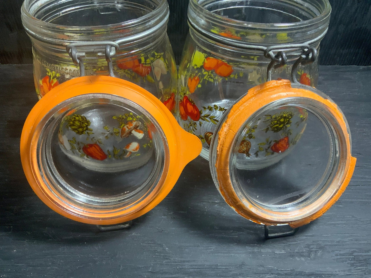 Arc France Vegetable Glass Canisters Jars with Bales