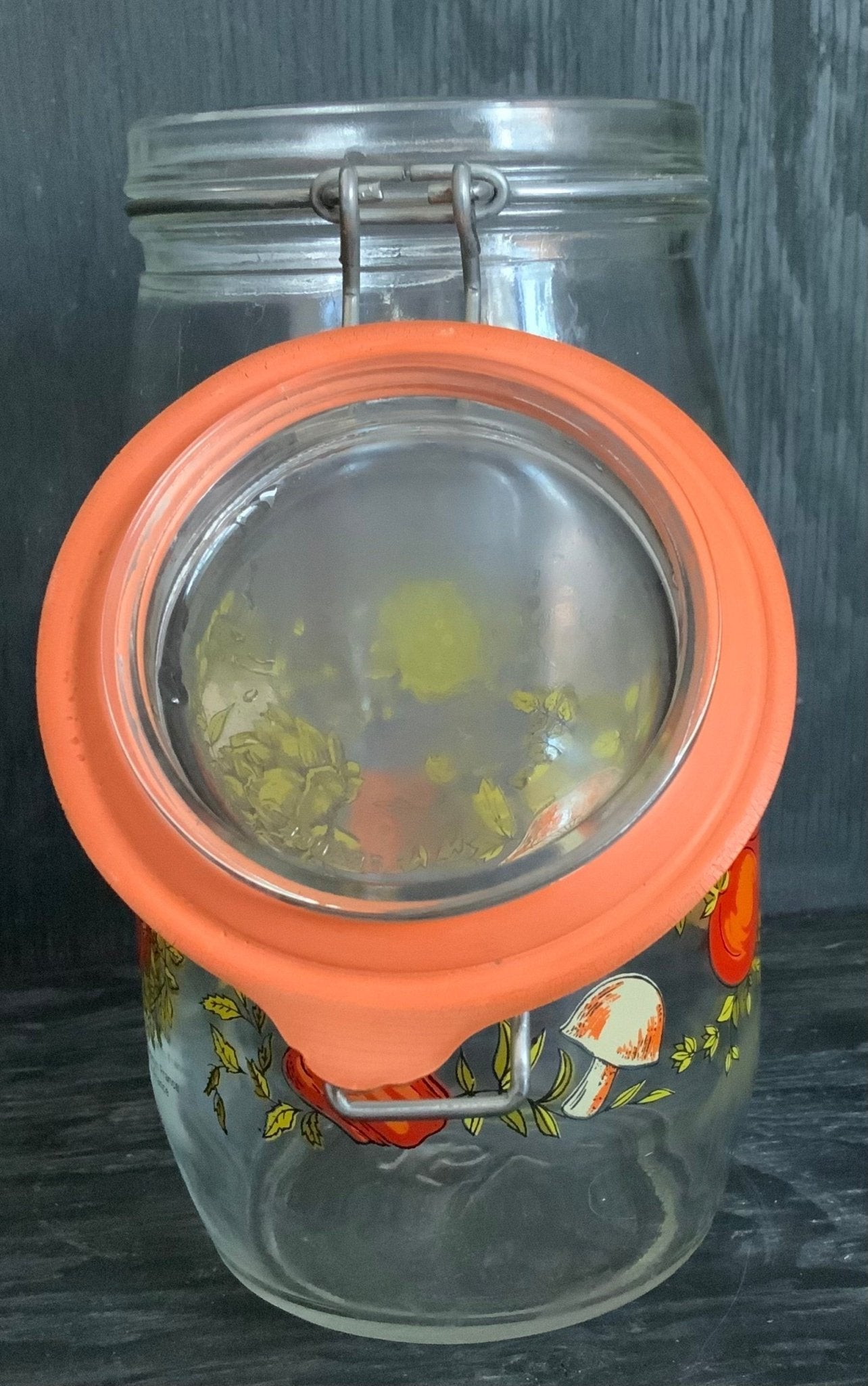 Arc France Vegetable Mushroom Theme Glass Jar