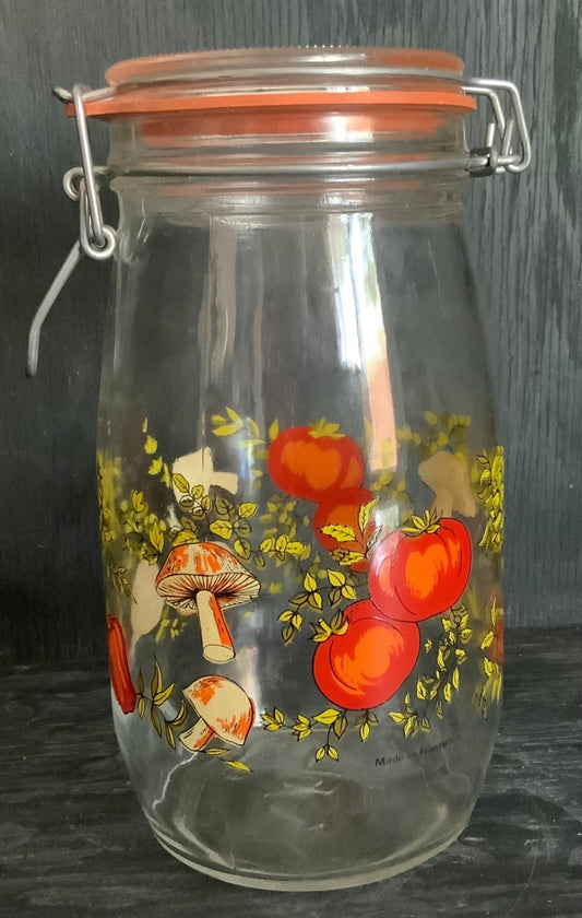 Arc France Vegetable Mushroom Theme Glass Jar