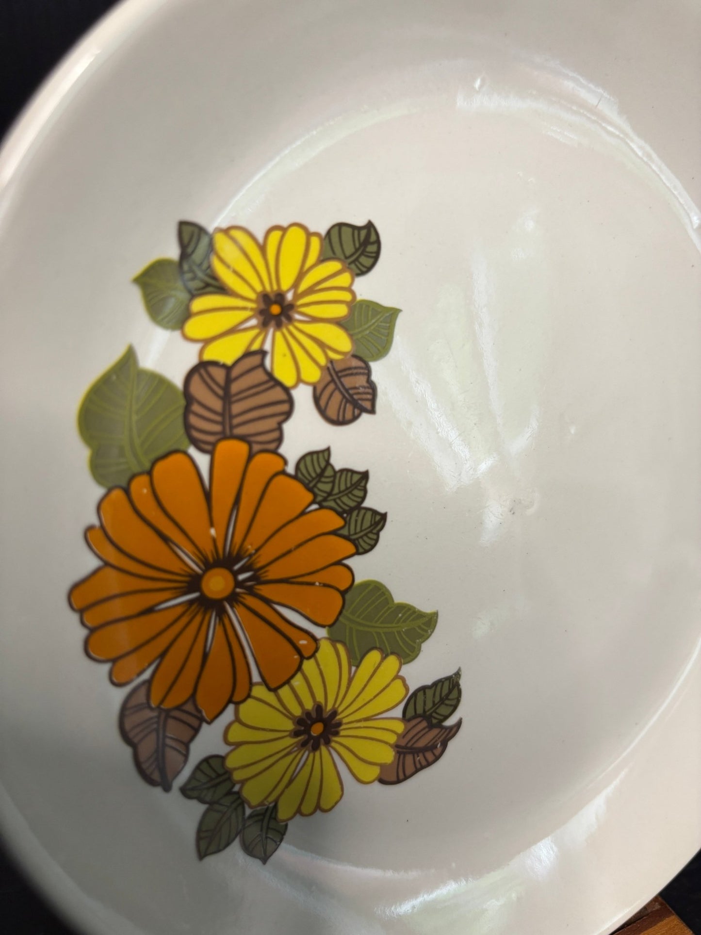 Aynsley Flower Pattern Bread Plate with orange and yellow flower design