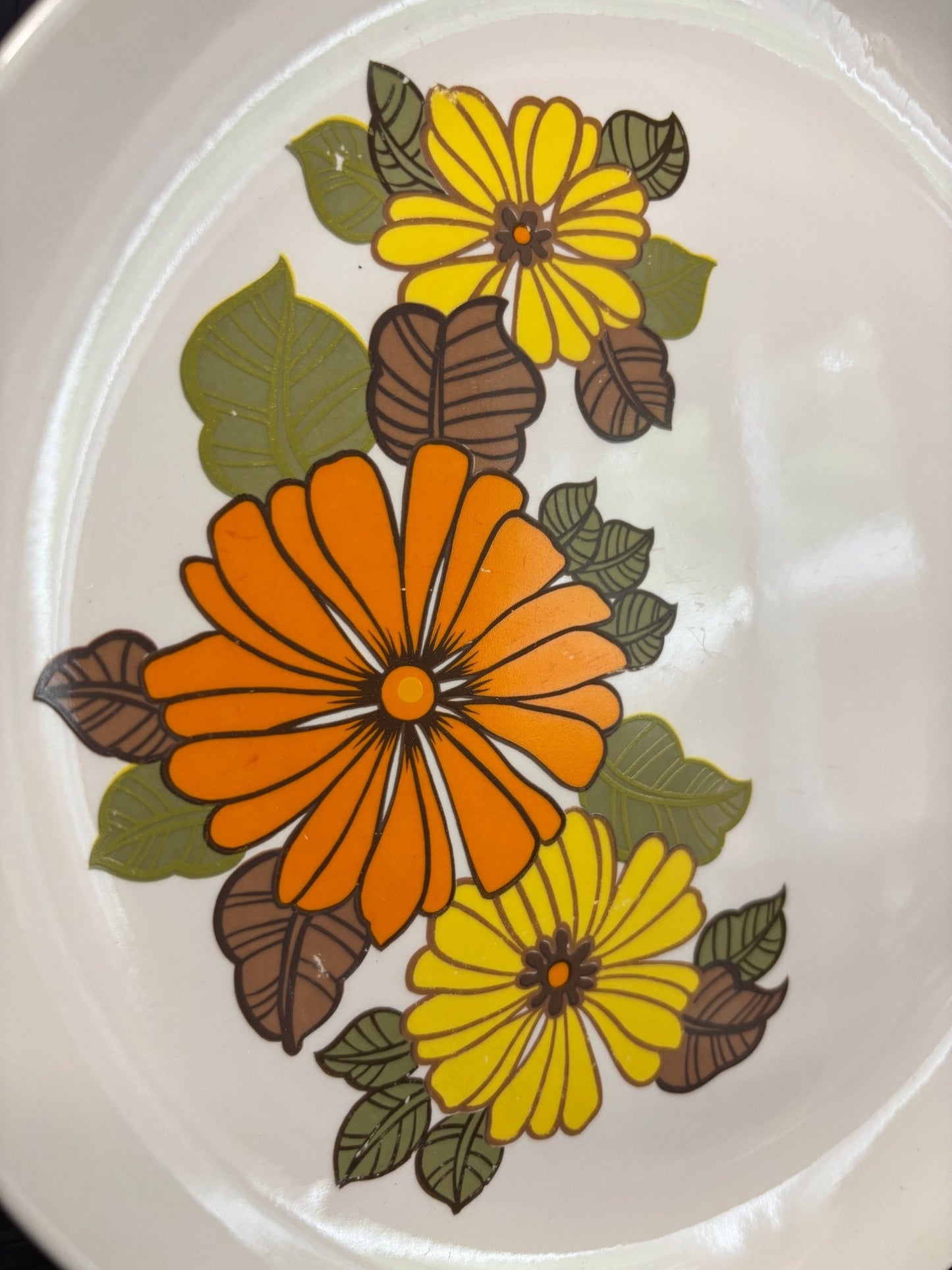 Aynsley Flower Pattern Dinner Plate with orange and yellow flower design