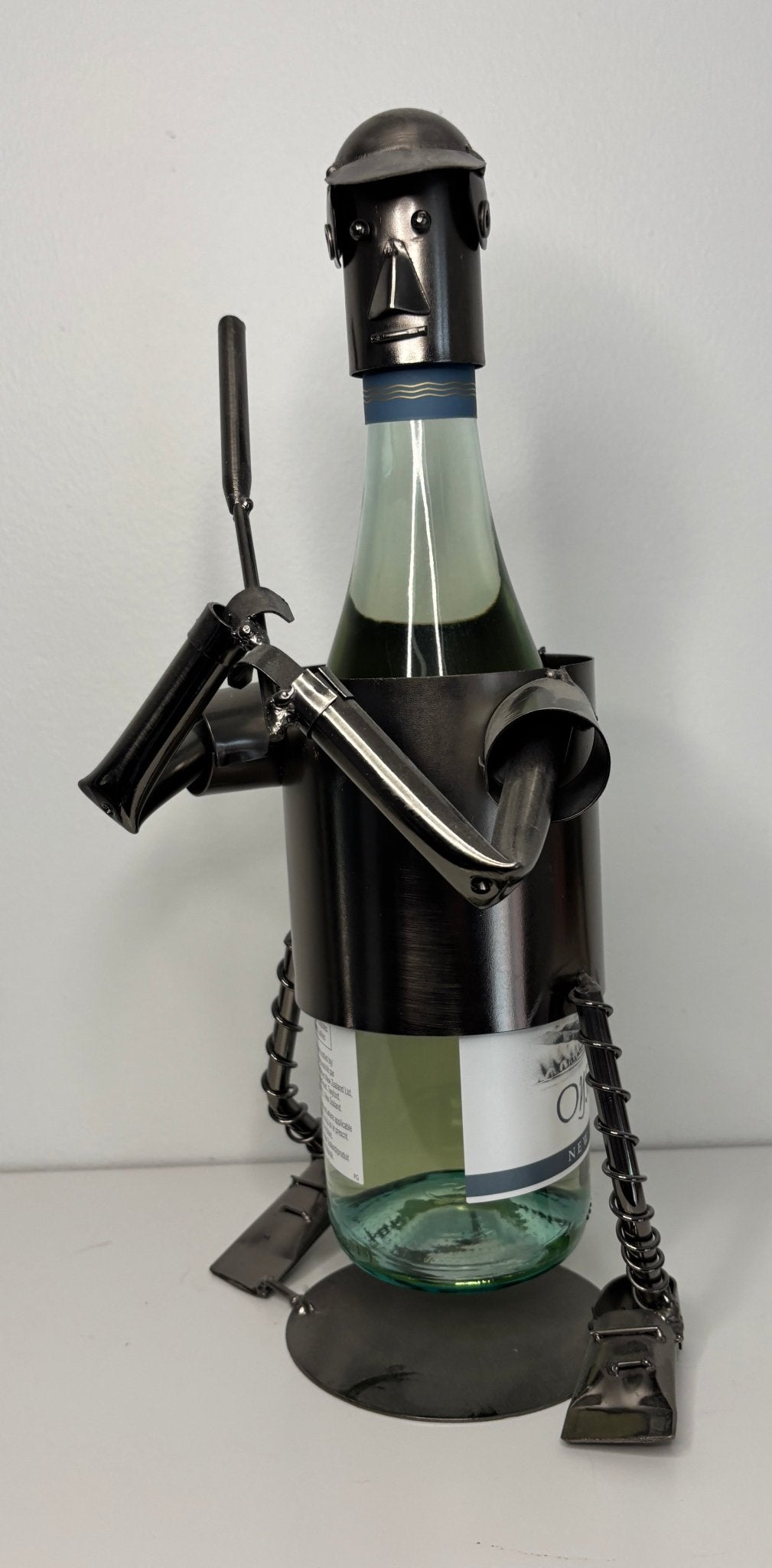 Baseball Theme Metal Wine Bottle Display Holder