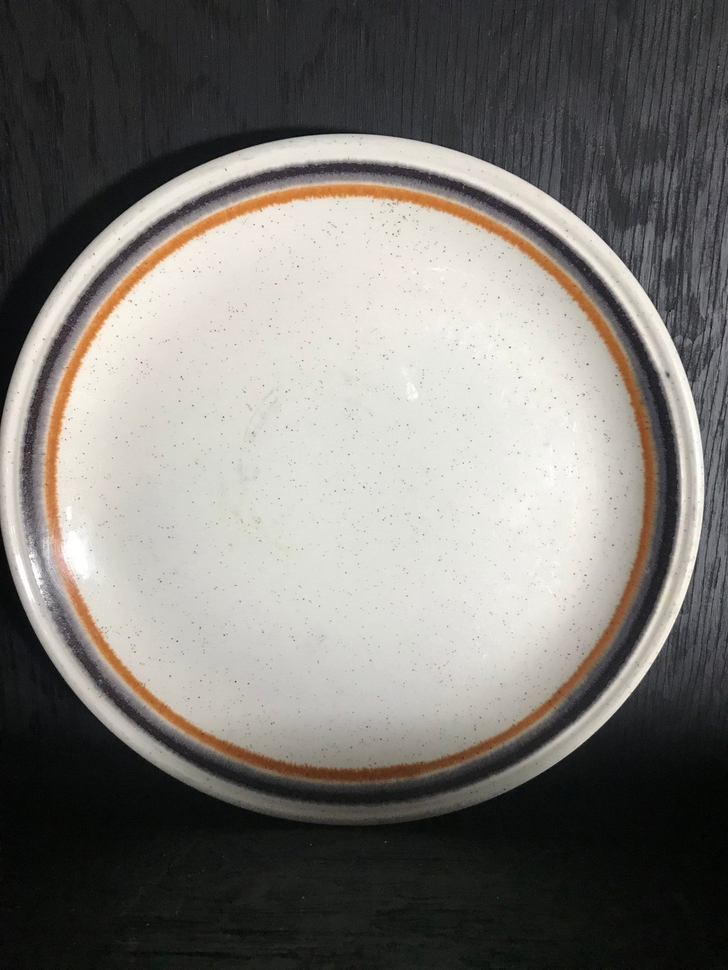 Biltons Ironstone Staffordshire Dinner Plates with Rust Brown Circle Pattern
