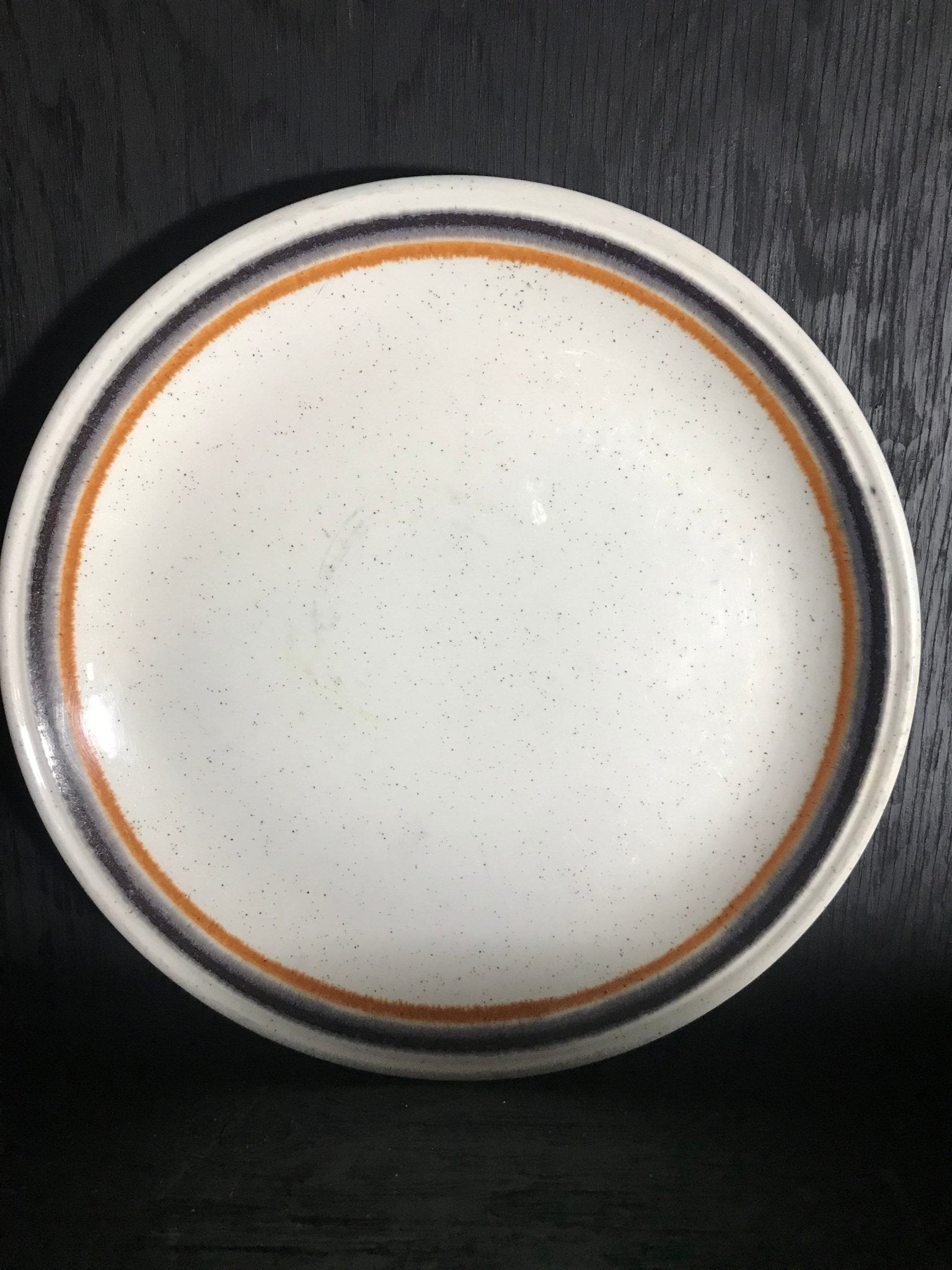 Biltons Ironstone Staffordshire Dinner Plates with Rust Brown Circle Pattern