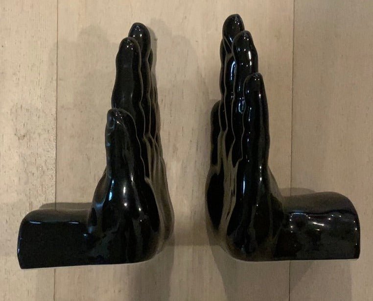 Black Ceramic Hands Bookends