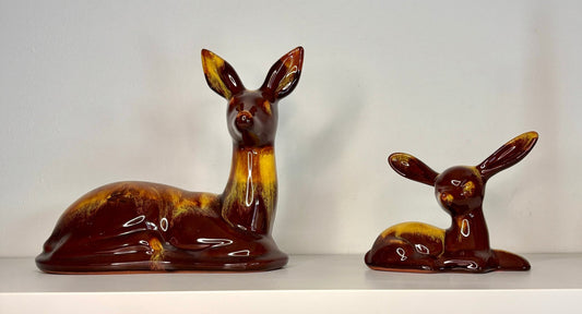 Blue Mountain Pottery Deer and Fawn Figurines
