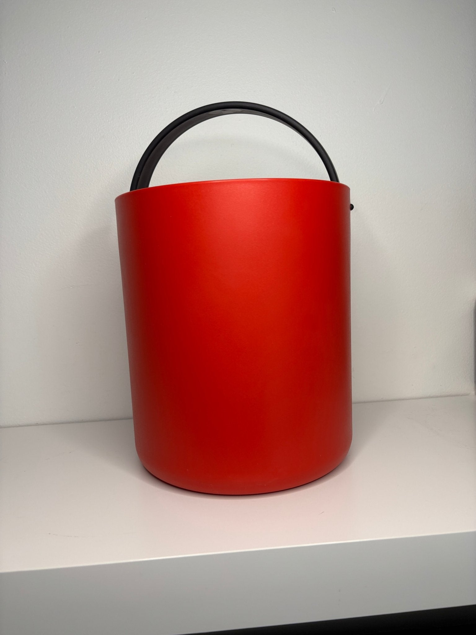 Bodum Retro Red Plastic Ice Bucket with a black handle