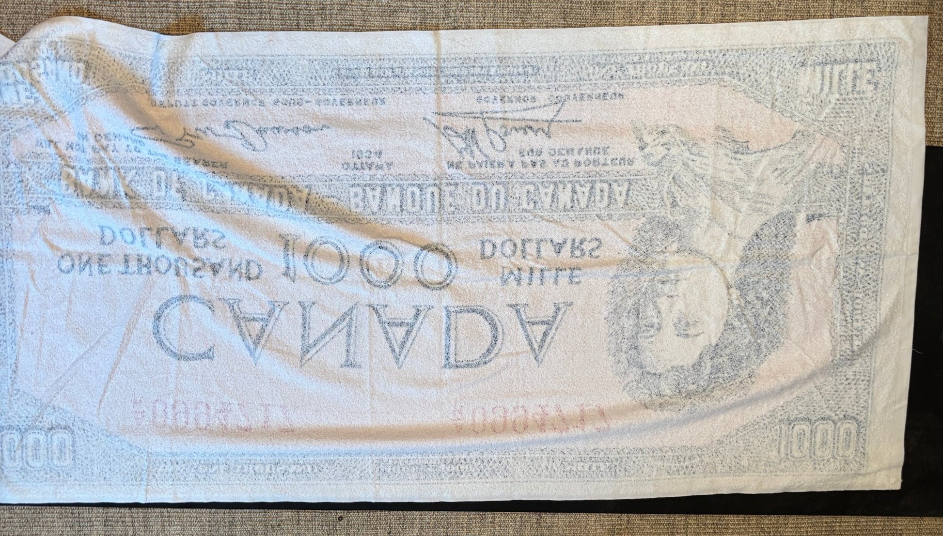 Canadian $1000 Bill Vintage Beach Towel