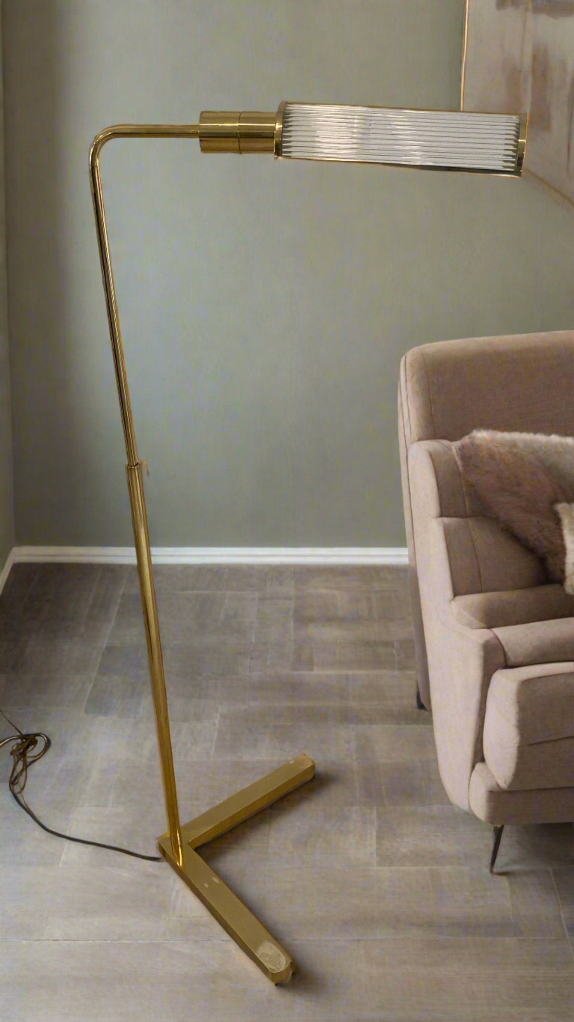 Casella Adjustable Brass Pharmacy Floor Lamp