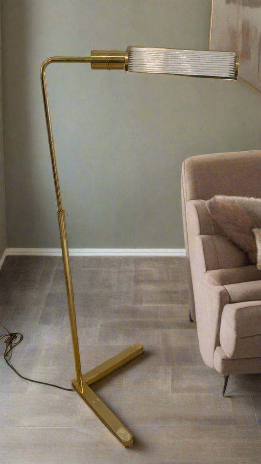 Casella Adjustable Brass Pharmacy Floor Lamp