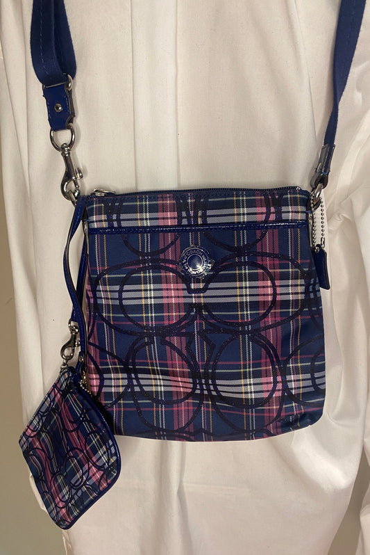 Coach Poppy Tartan Plaid Handbag Swingpack and Wristlet
