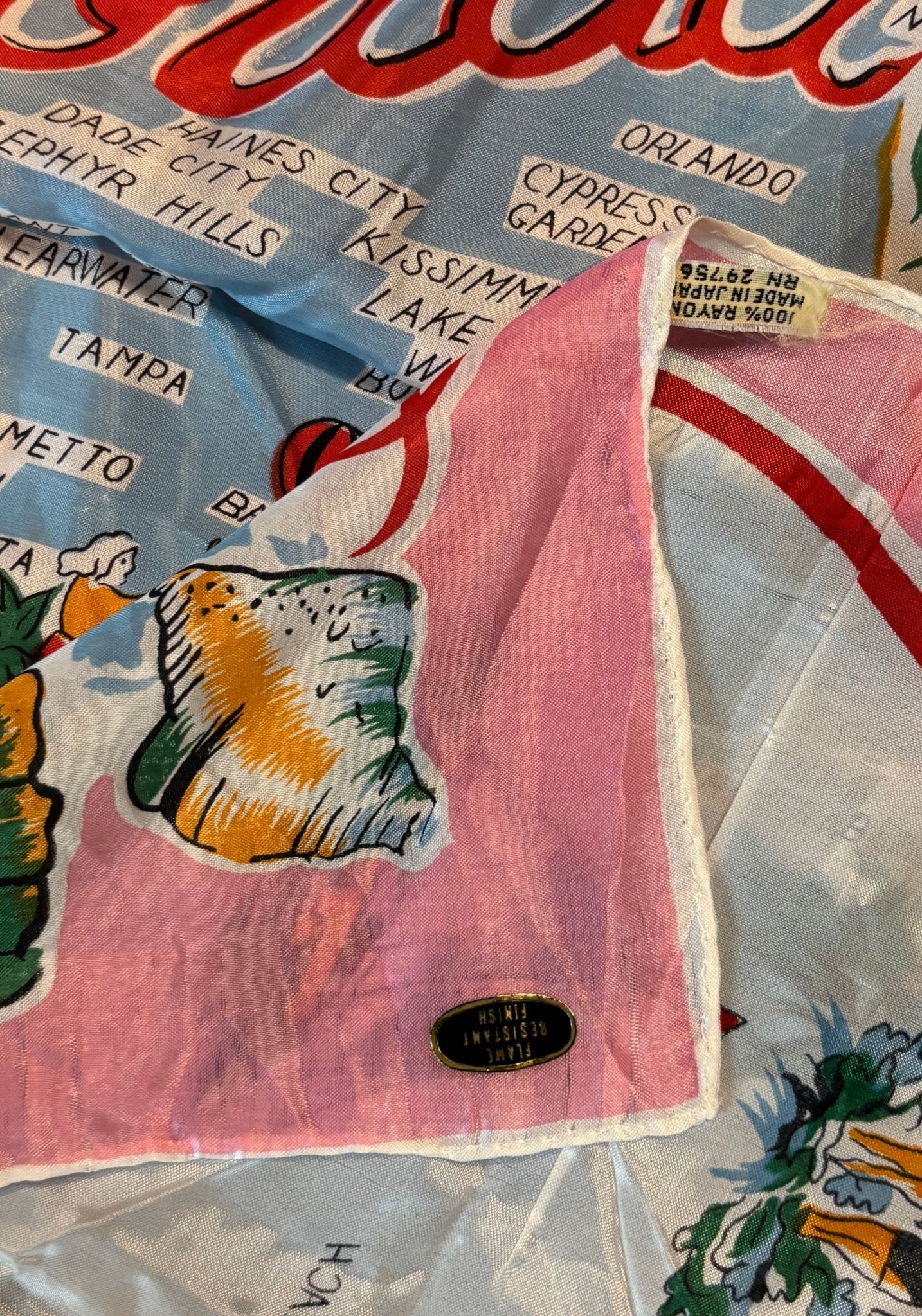 Vintage Collectible Florida Souvenir Scarf